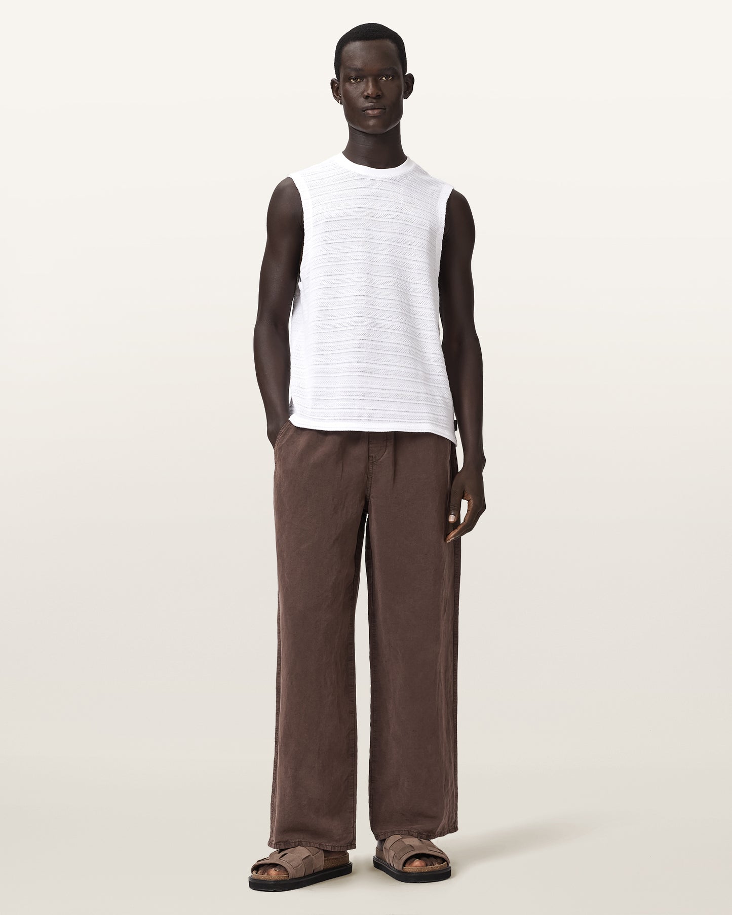 ASHEN WHITE Color Cove SL Crew Tee from AllSaints