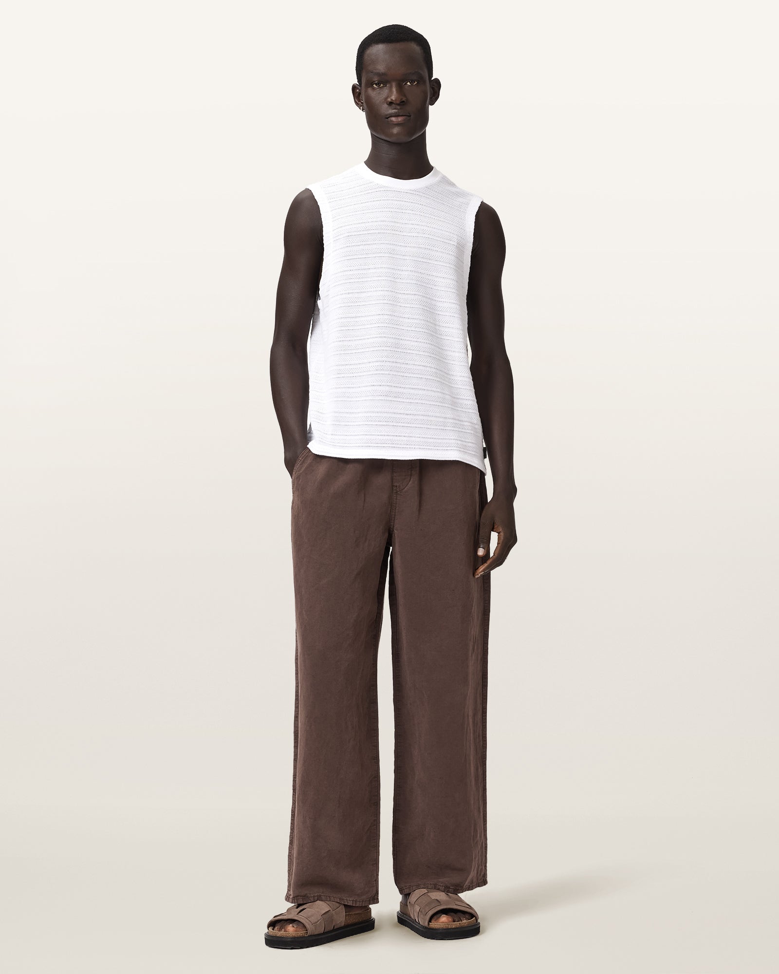 ASHEN WHITE Color Cove SL Crew Tee from AllSaints