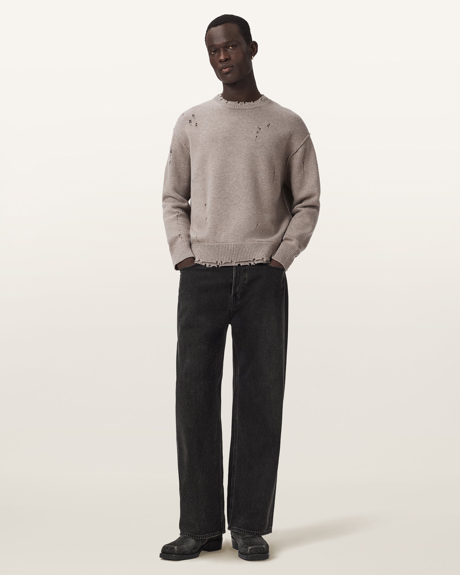 FAWN BROWN Color Wolf Crew Jumper from AllSaints
