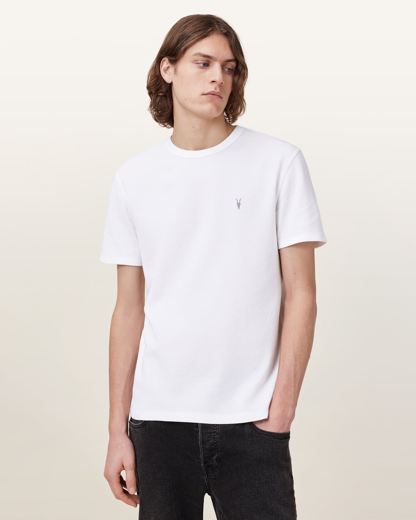 Chalk White Color Ellis SS Crew Tee from AllSaints