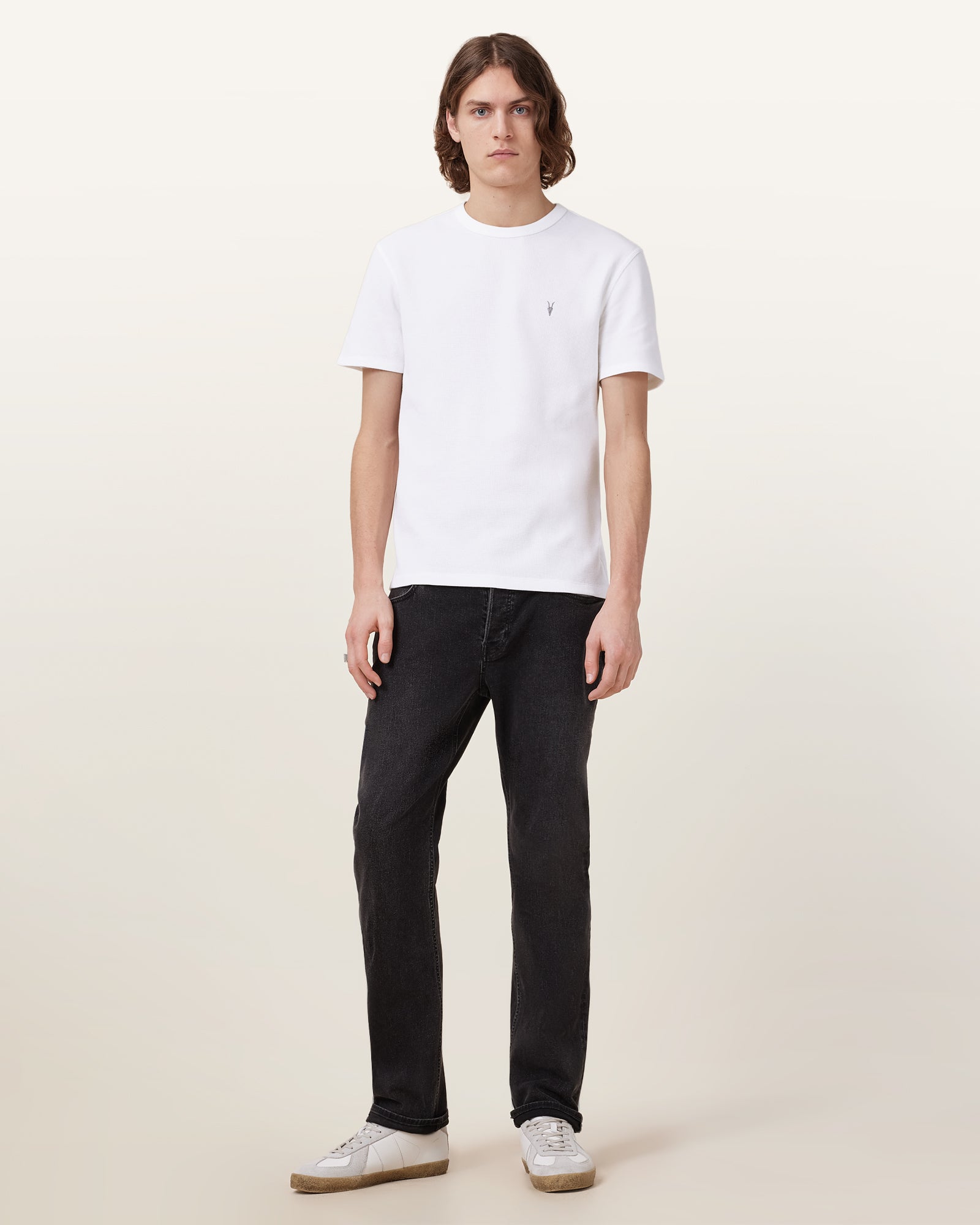 Chalk White Color Ellis SS Crew Tee from AllSaints