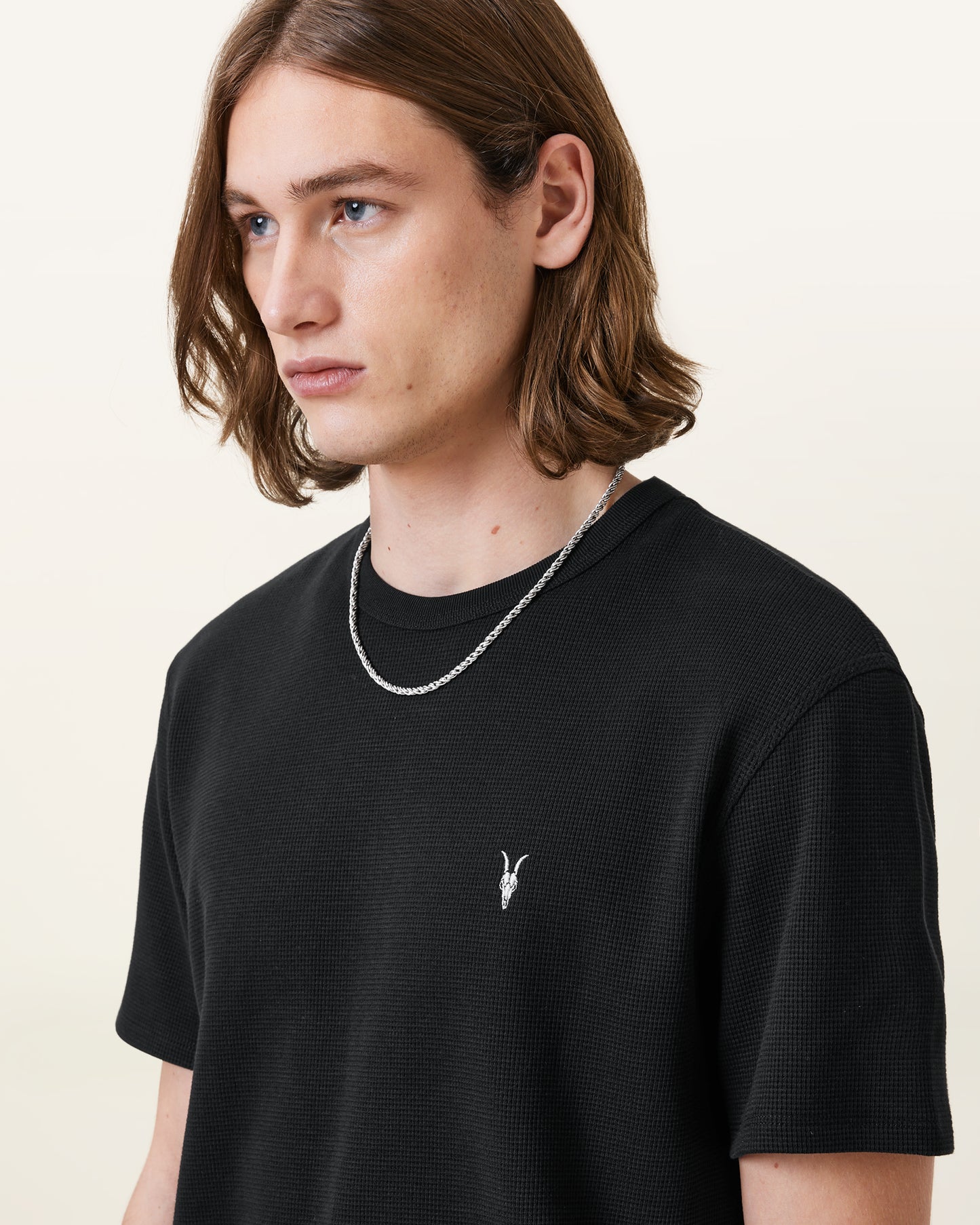 Jet Black Color Ellis SS Crew Tee from AllSaints