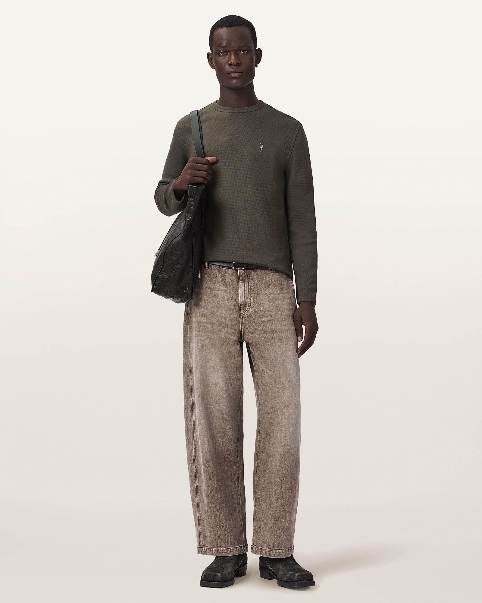WILD GREEN Color Ellis LS Crew Tee from AllSaints