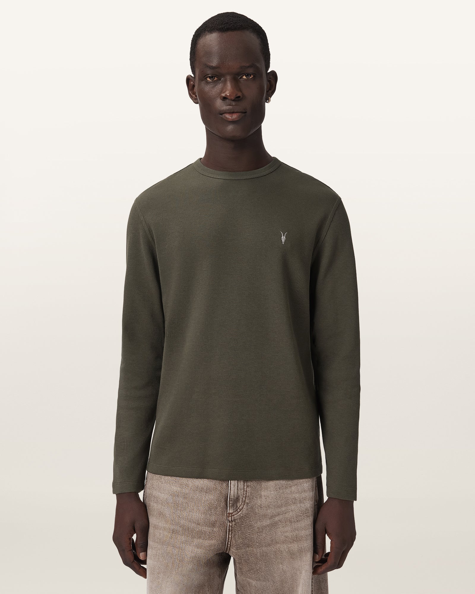 WILD GREEN Color Ellis LS Crew Tee from AllSaints