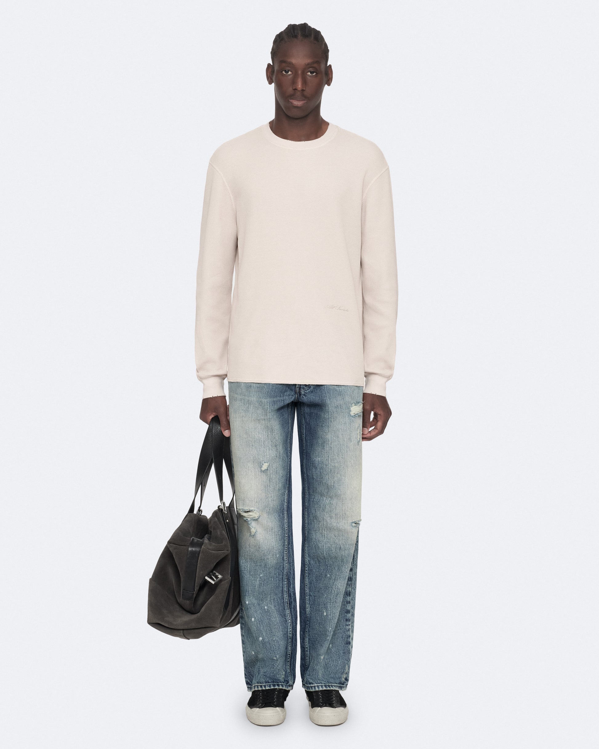 TAUPE WHITE Color Raine LS Crew Tee from AllSaints