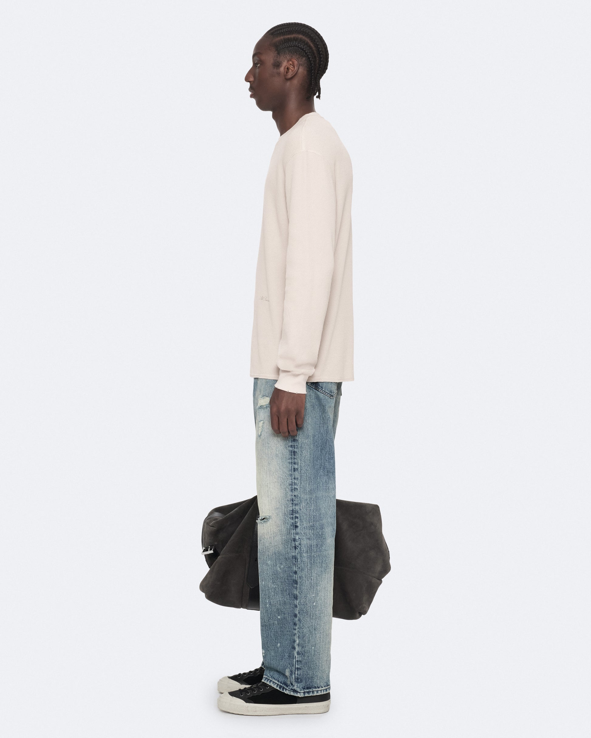 TAUPE WHITE Color Raine LS Crew Tee from AllSaints