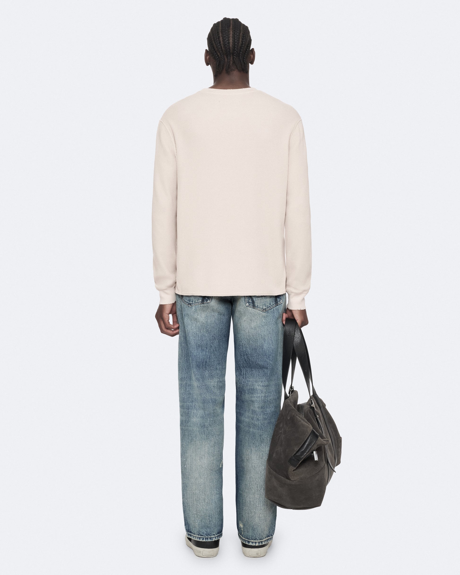 TAUPE WHITE Color Raine LS Crew Tee from AllSaints