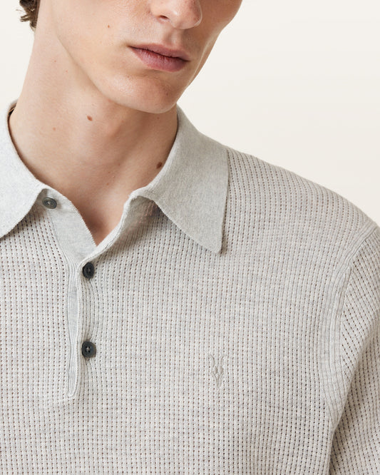 Light Grey Color Aubrey SS Polo Jumper from AllSaints