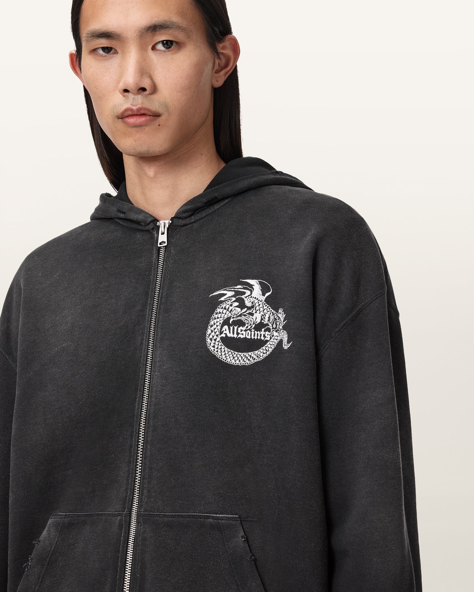 Washed Black Color Terra Zip Through from AllSaints