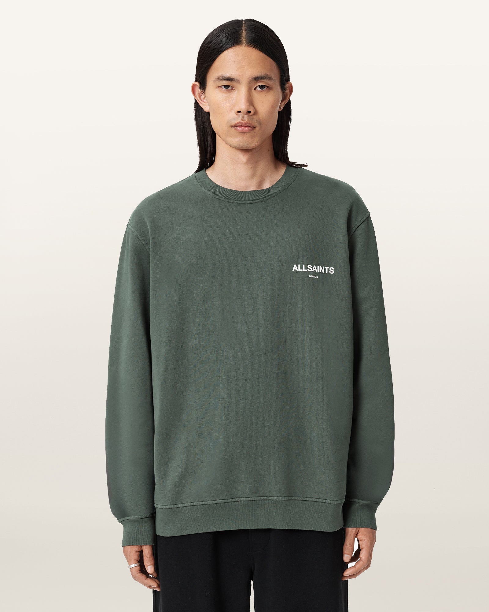 GARNET GREEN Color Halcyon Crew Sweatshirt from AllSaints