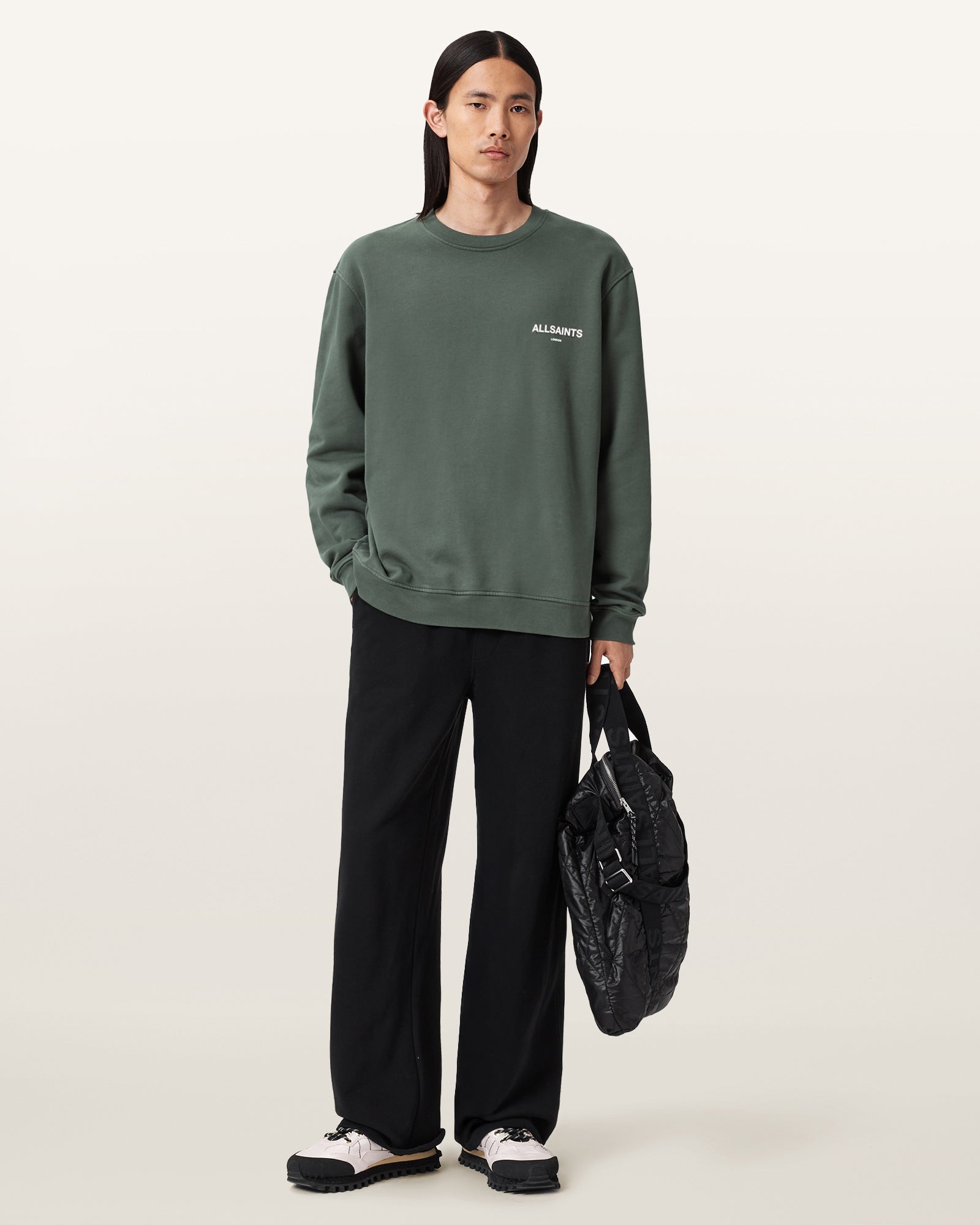 GARNET GREEN Color Halcyon Crew Sweatshirt from AllSaints