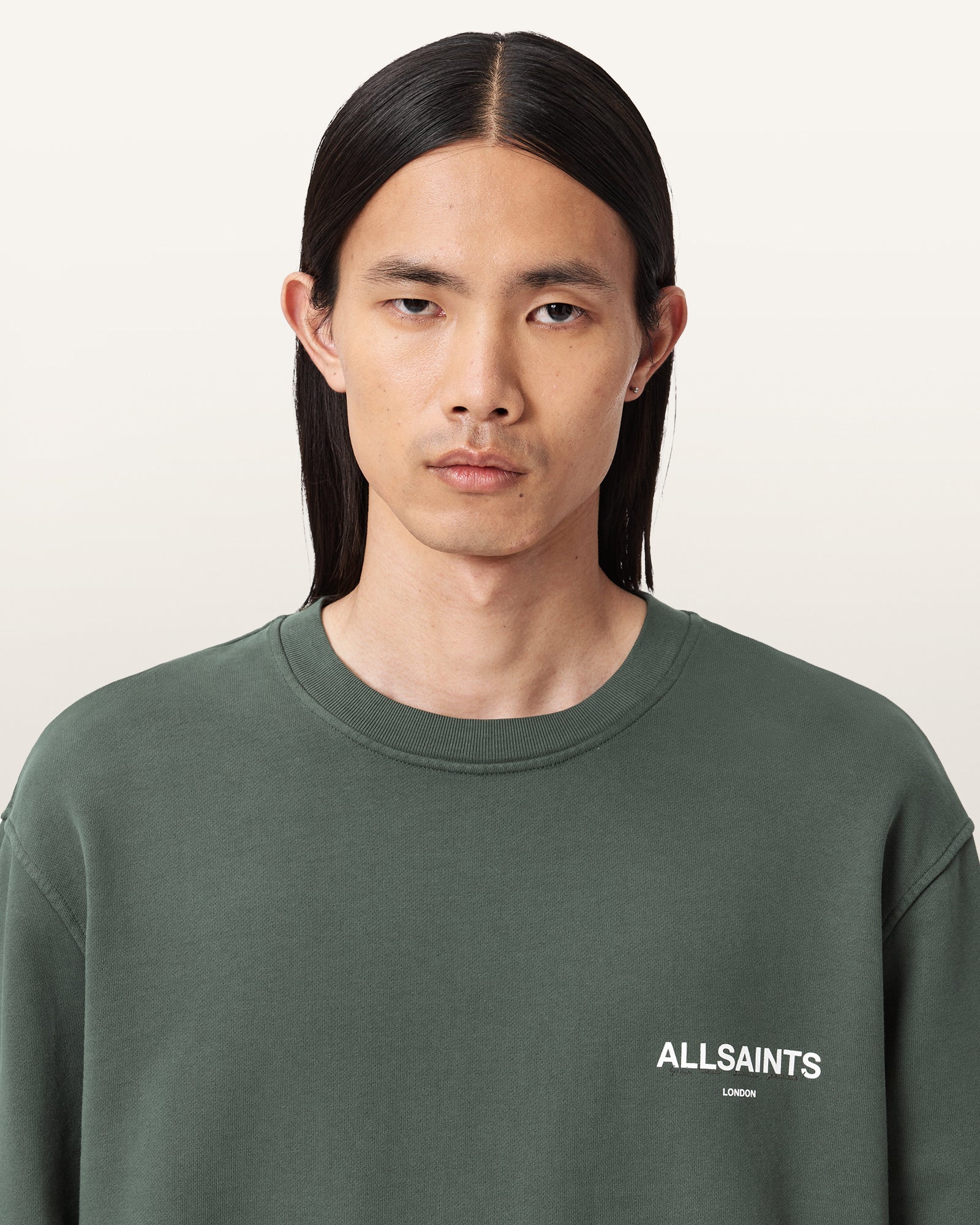 GARNET GREEN Color Halcyon Crew Sweatshirt from AllSaints