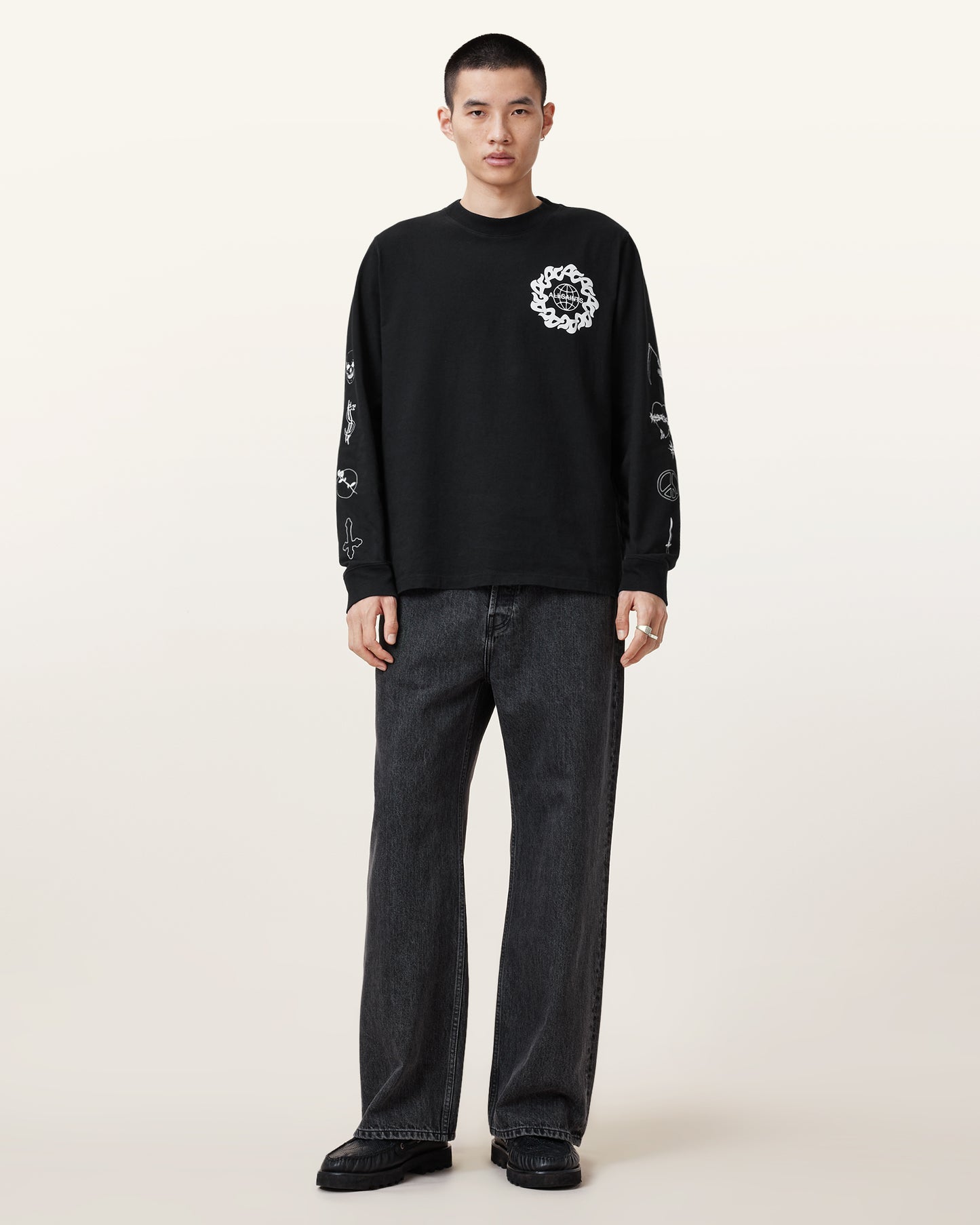 Washed Black Color Orbital LS Crew from AllSaints