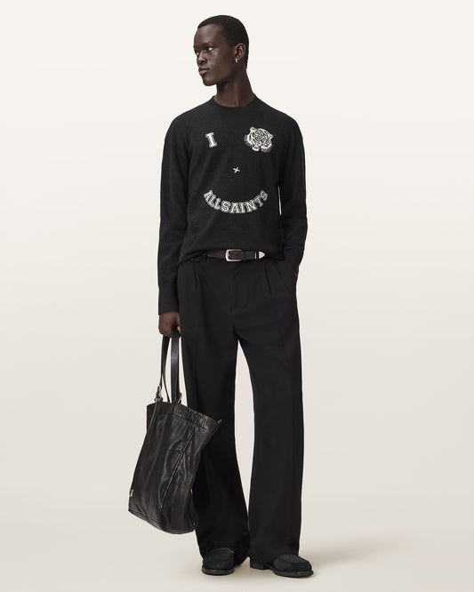 BLACK/ECRU WHITE Color Grinner Crew from AllSaints