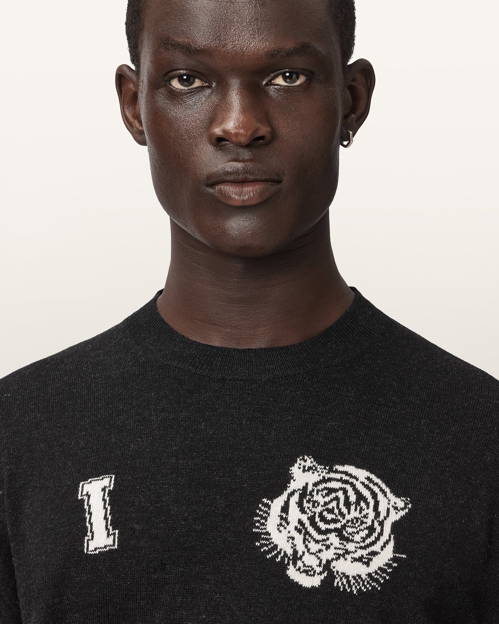 BLACK/ECRU WHITE Color Grinner Crew from AllSaints