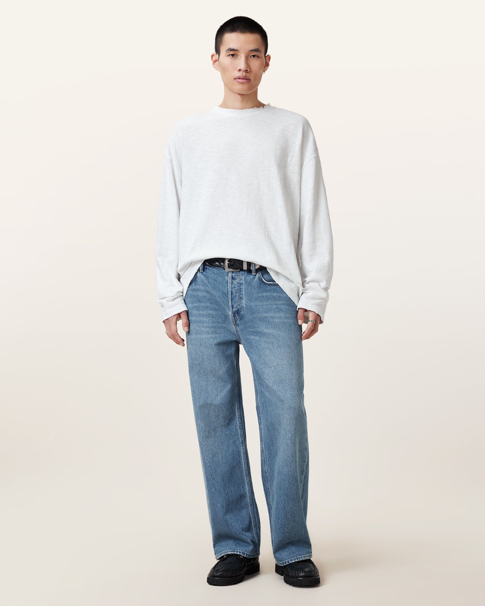 Chalk White Color Foster LS Crew from AllSaints