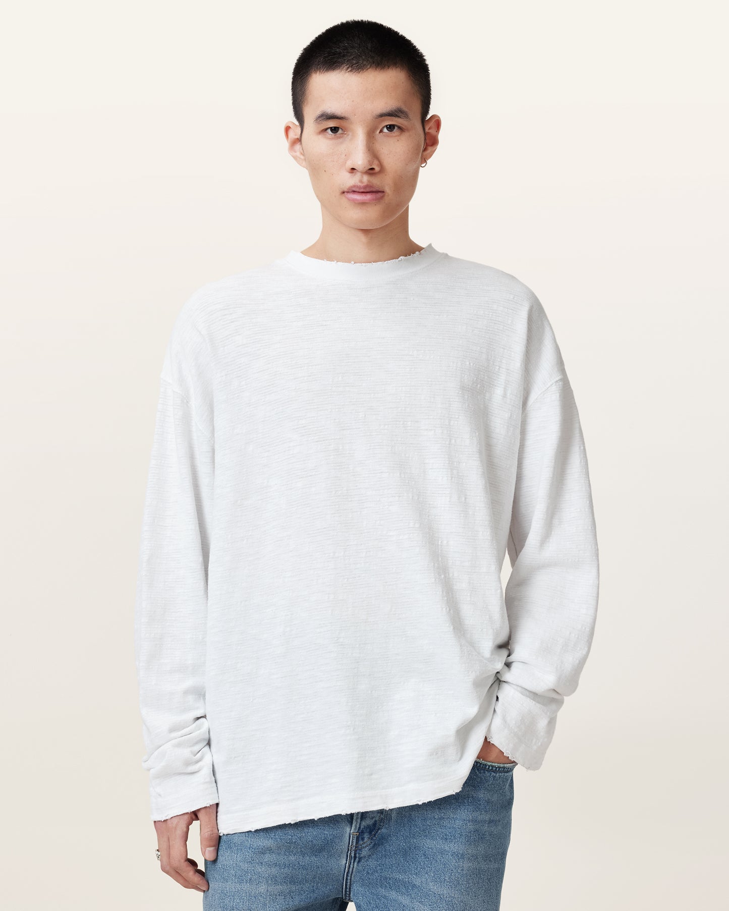 Chalk White Color Foster LS Crew from AllSaints