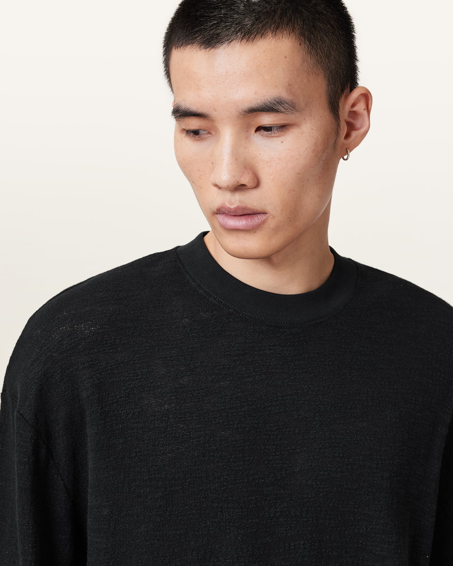 Jet Black Color Foster LS Crew from AllSaints