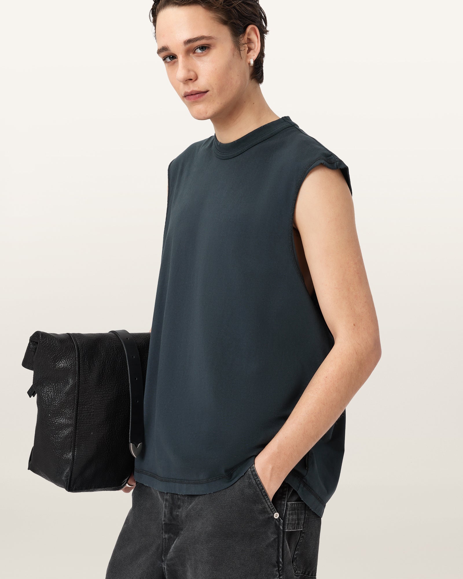 Washed Black Color Cole SL Crew from AllSaints