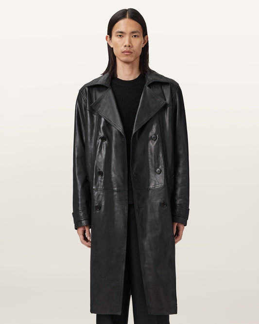 Black Color Kellett Leather Trench from AllSaints