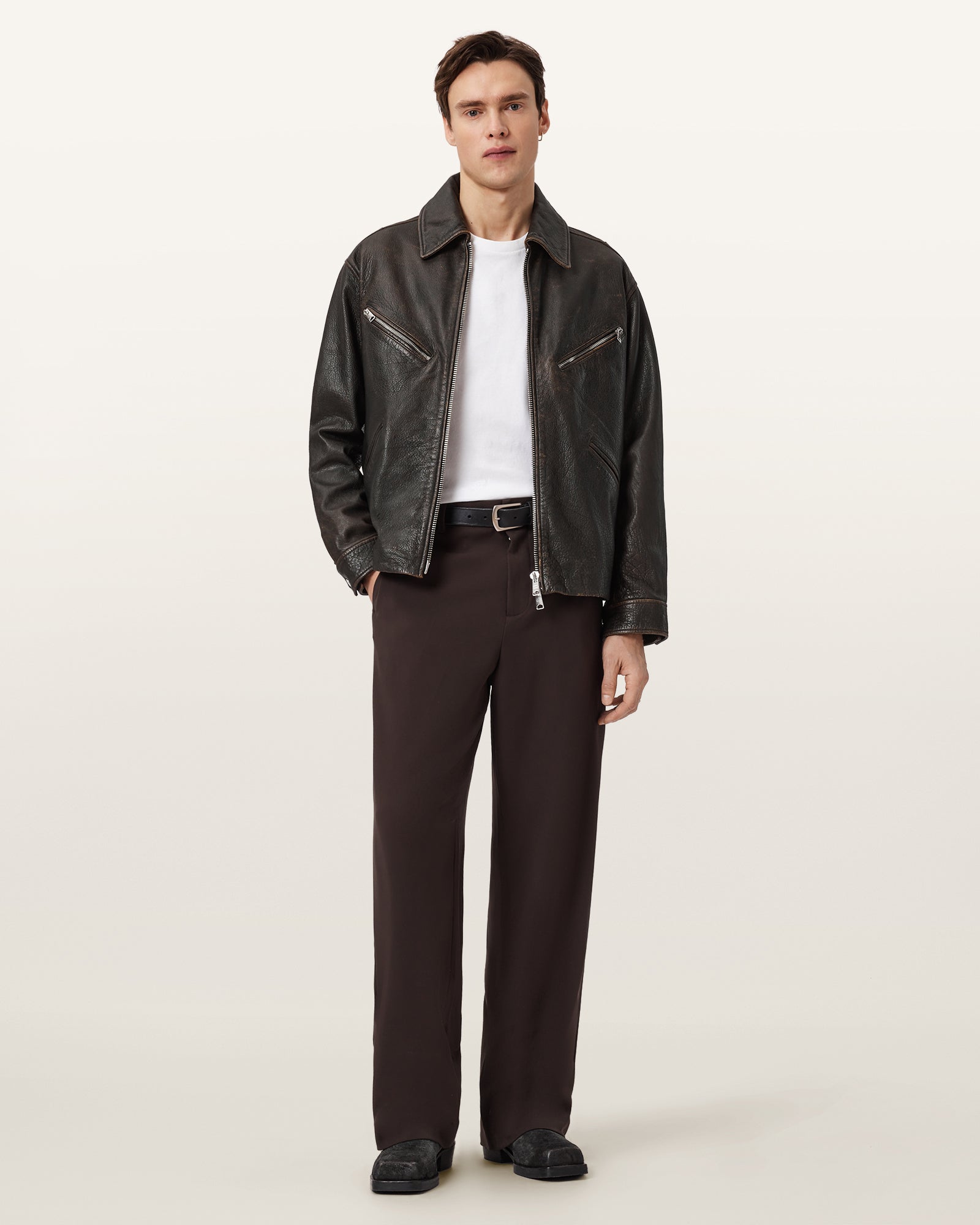 Vintage Black Color Starday Leather Jacket from AllSaints