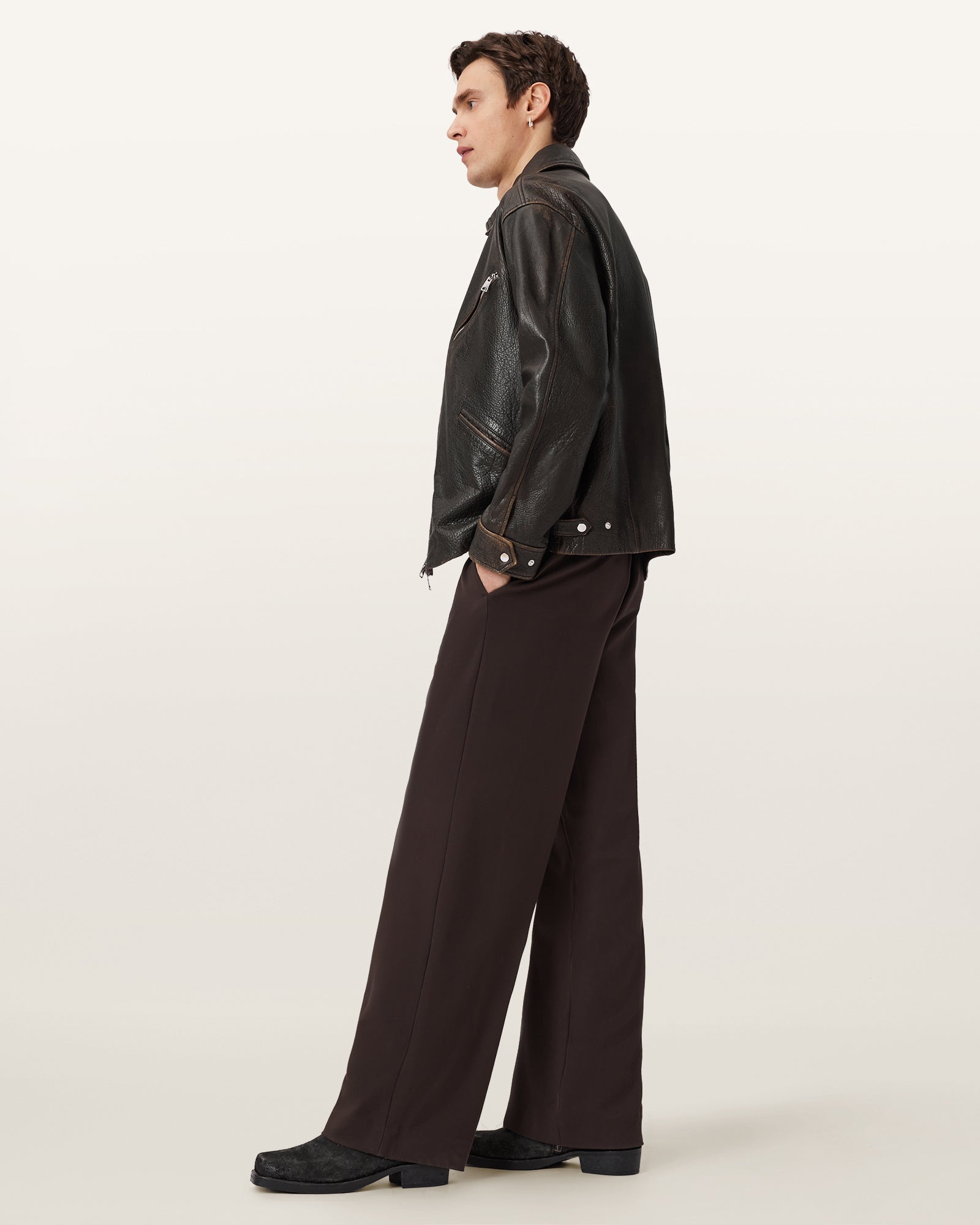 Vintage Black Color Starday Leather Jacket from AllSaints