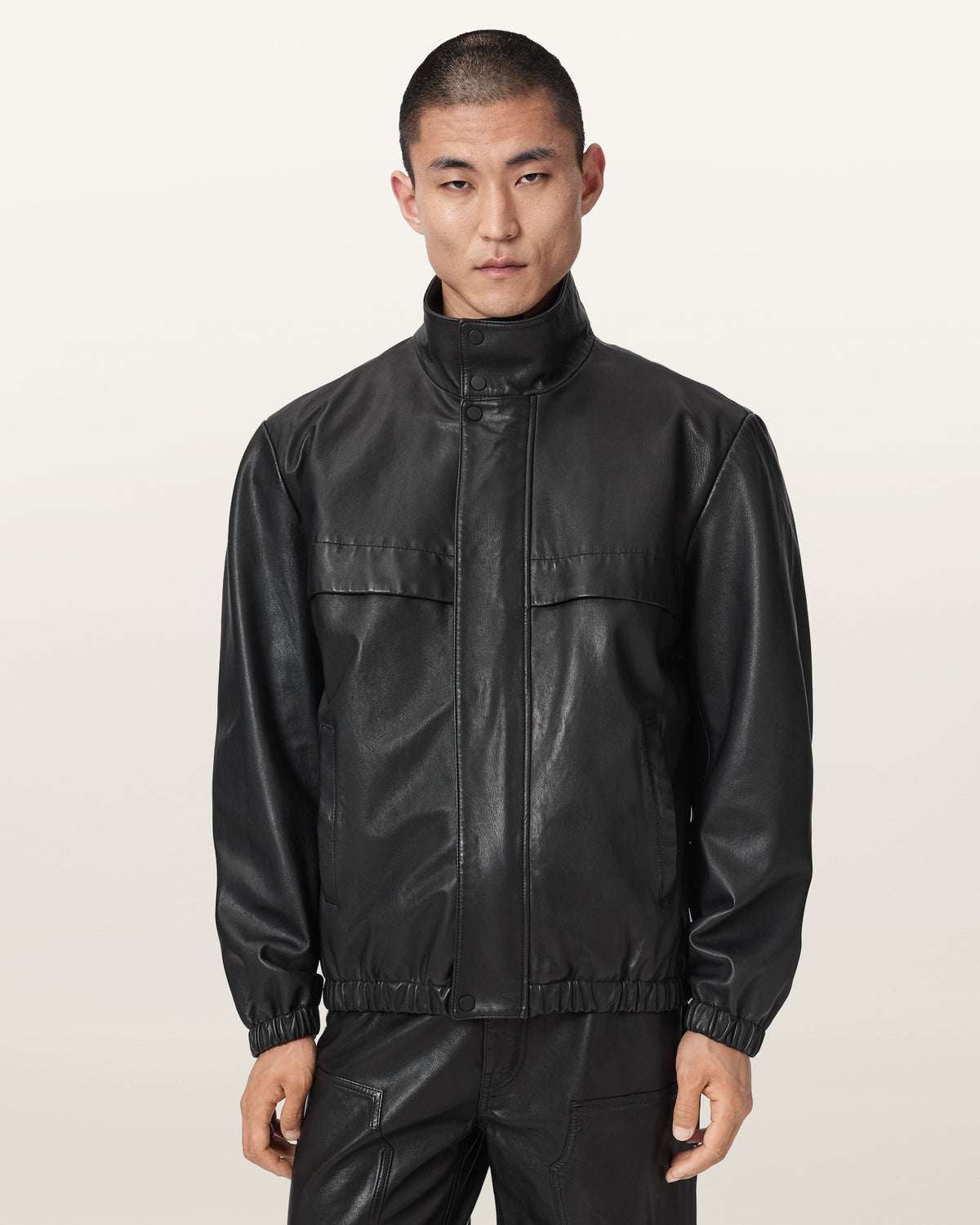 Black Color Stenton Leather Jacket from AllSaints