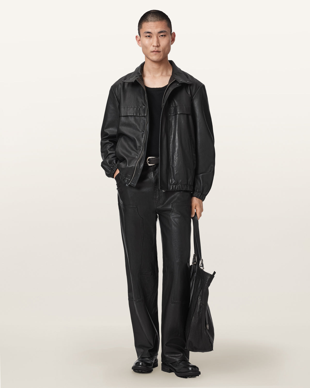 Black Color Stenton Leather Jacket from AllSaints