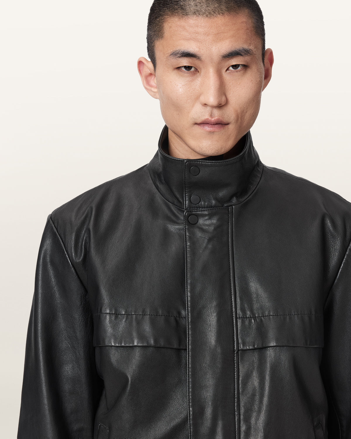 Black Color Stenton Leather Jacket from AllSaints