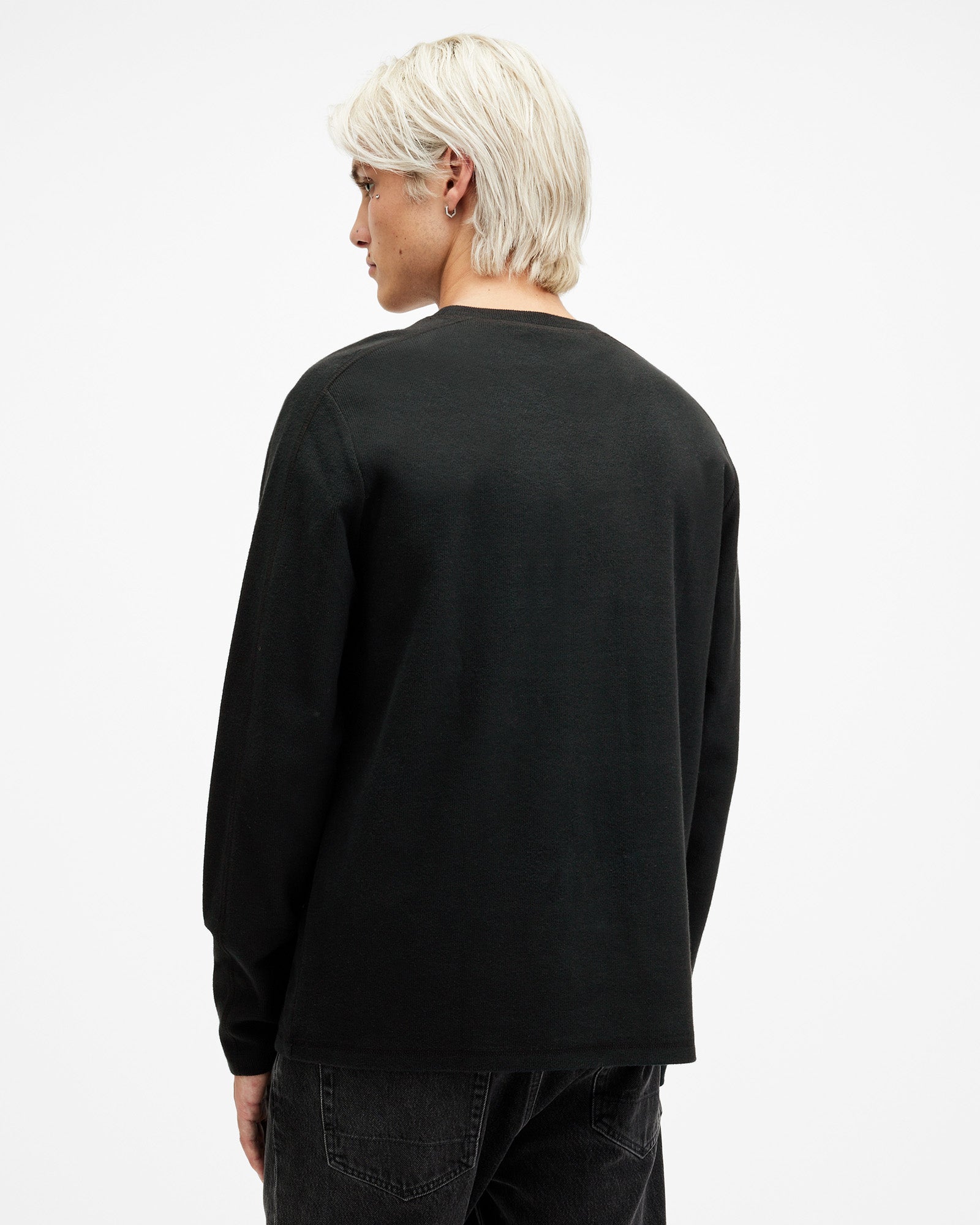Jet Black Color Rowe LS Crew Sweatshirt from AllSaints