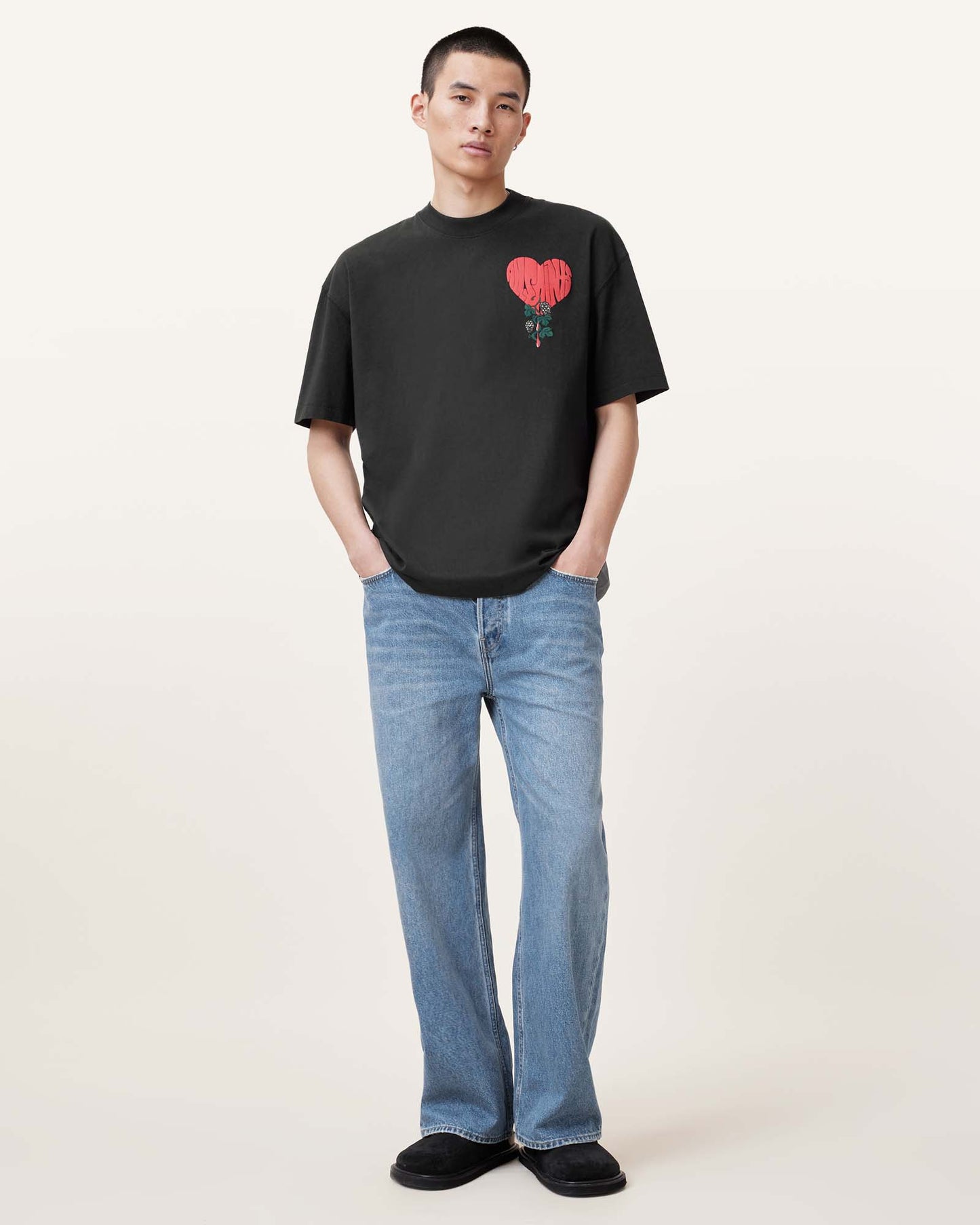 Washed Black Color Sown SS Crew from AllSaints