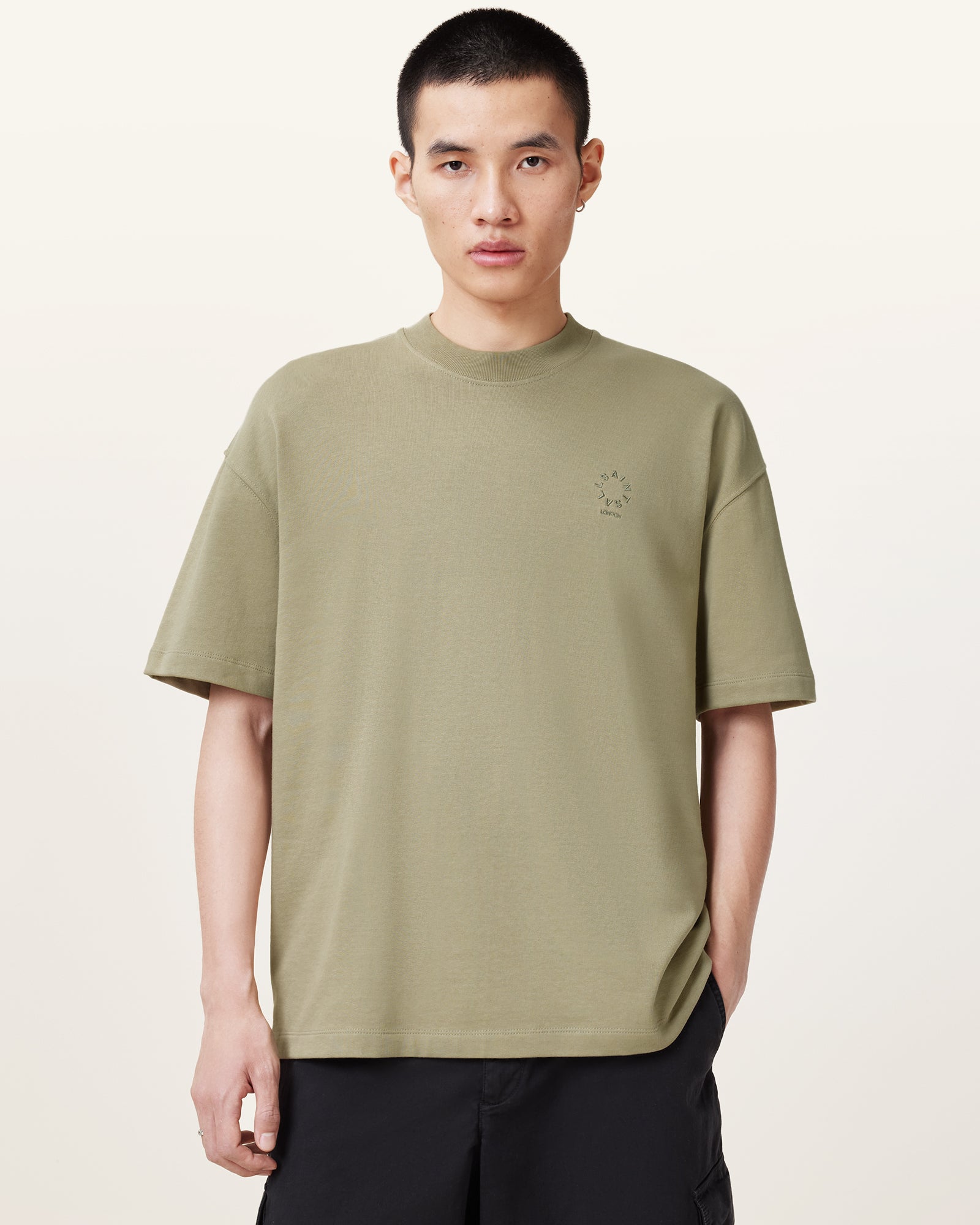 LIGHT ASH GREEN Color Haven SS Crew from AllSaints