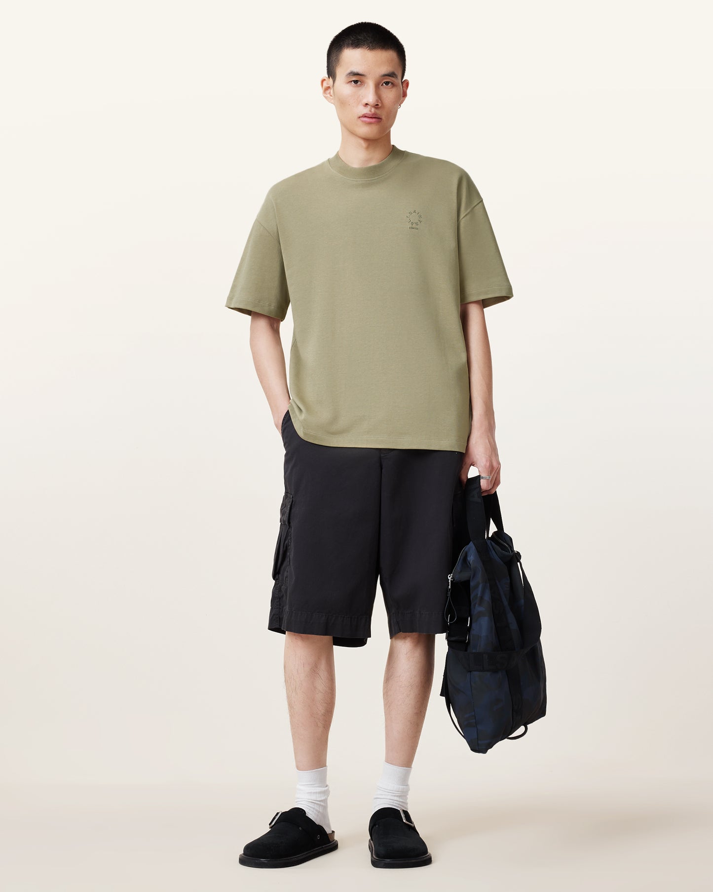 LIGHT ASH GREEN Color Haven SS Crew from AllSaints