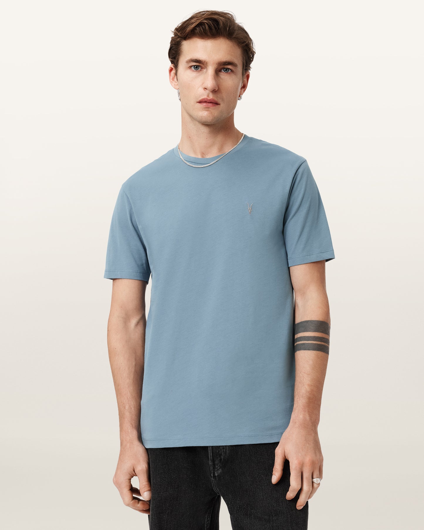 COASTLINE BLUE Color Brace SS Crew Tee from AllSaints
