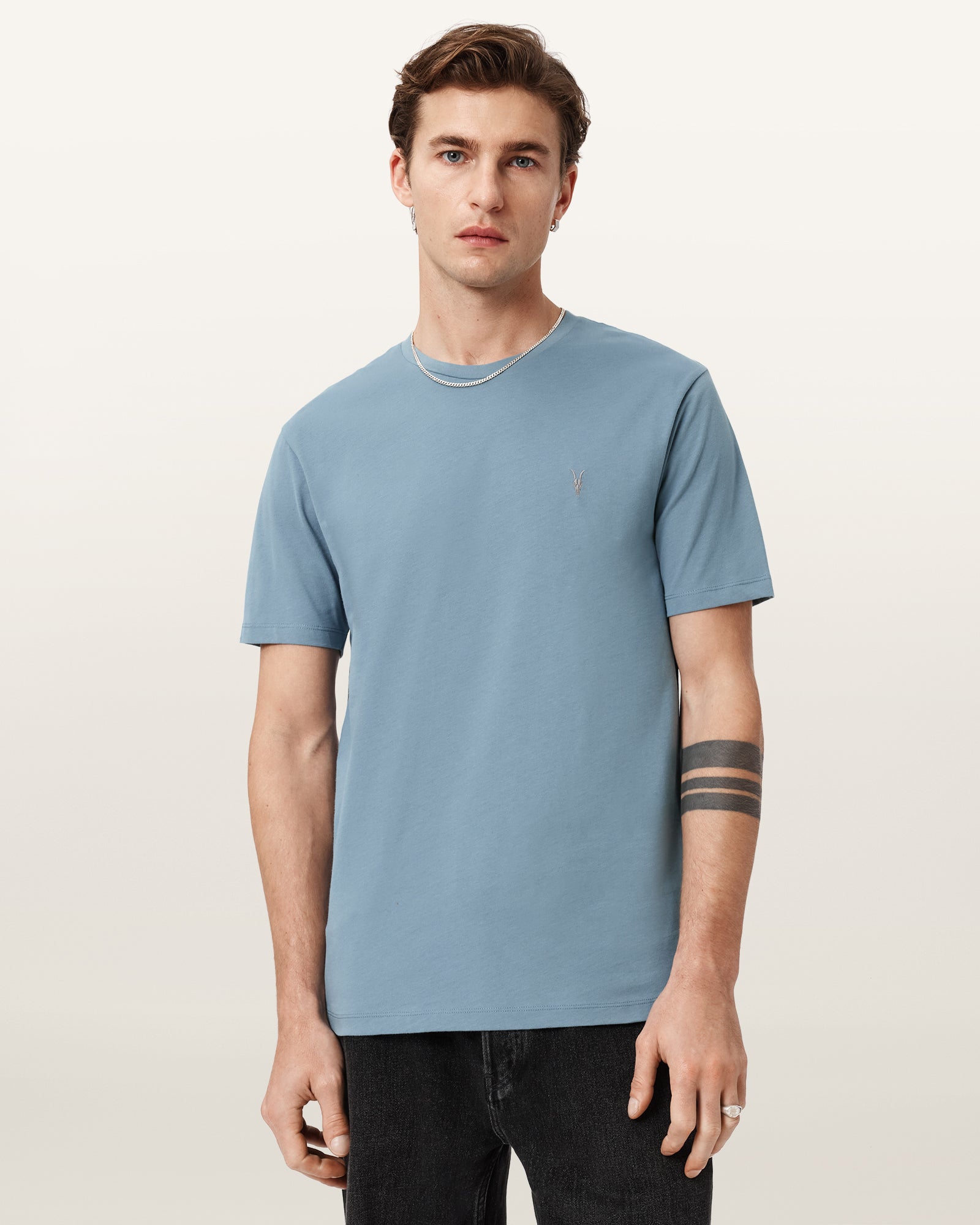 COASTLINE BLUE Color Brace SS Crew Tee from AllSaints