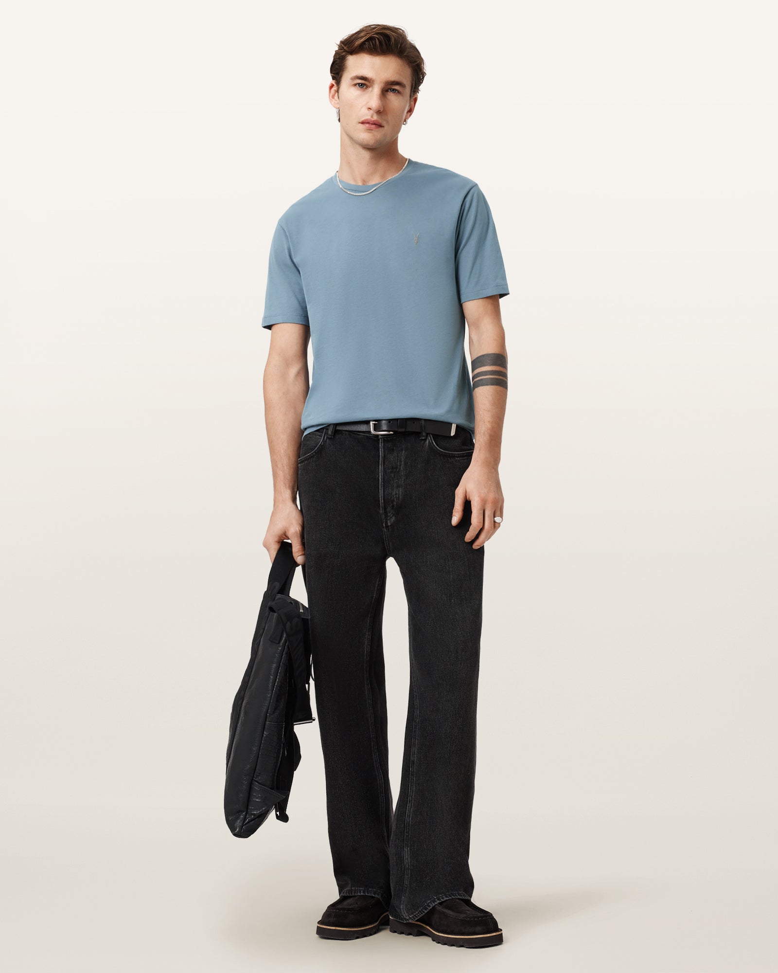 COASTLINE BLUE Color Brace SS Crew Tee from AllSaints