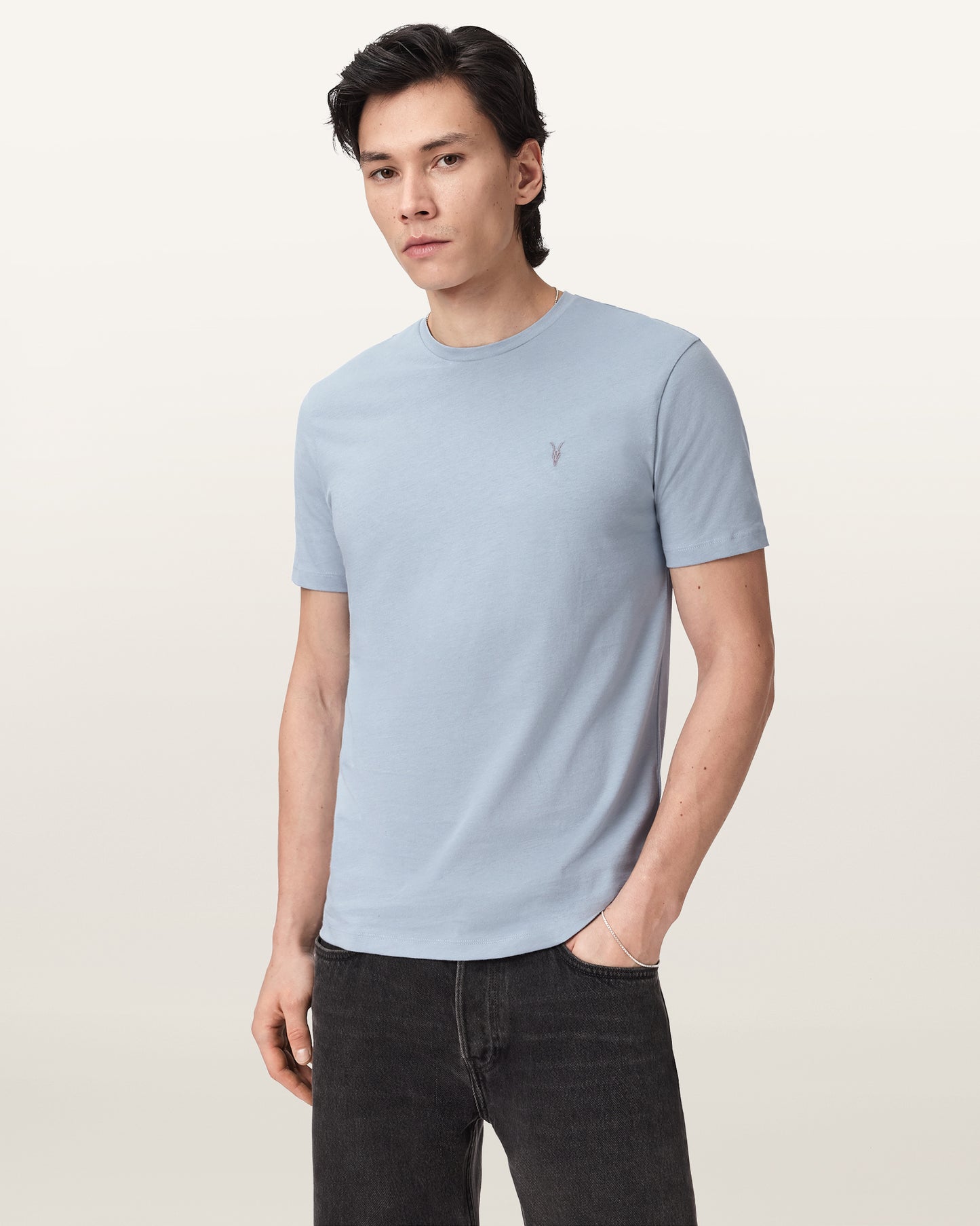 MISTY BLUE Color Brace SS Crew from AllSaints