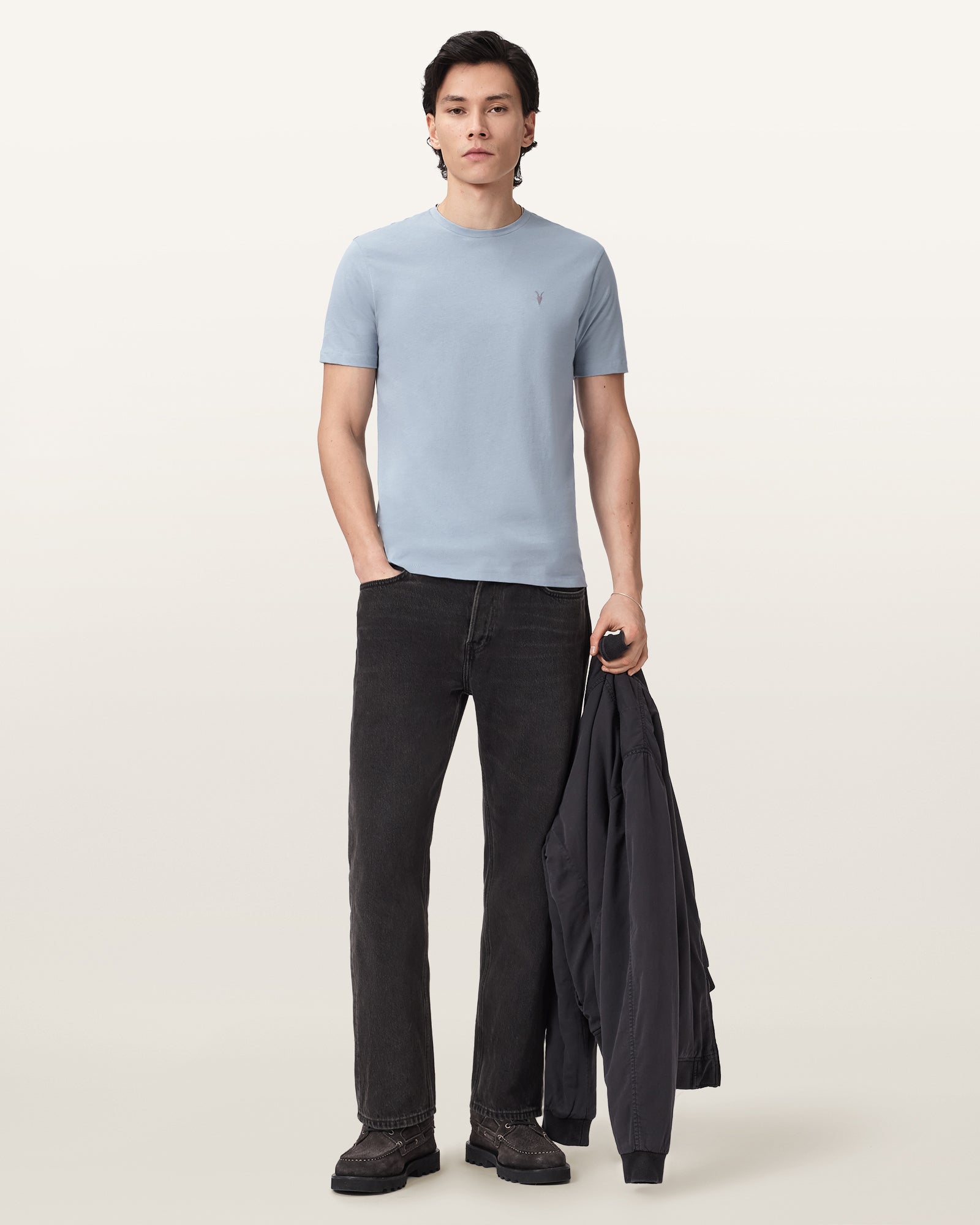 MISTY BLUE Color Brace SS Crew from AllSaints