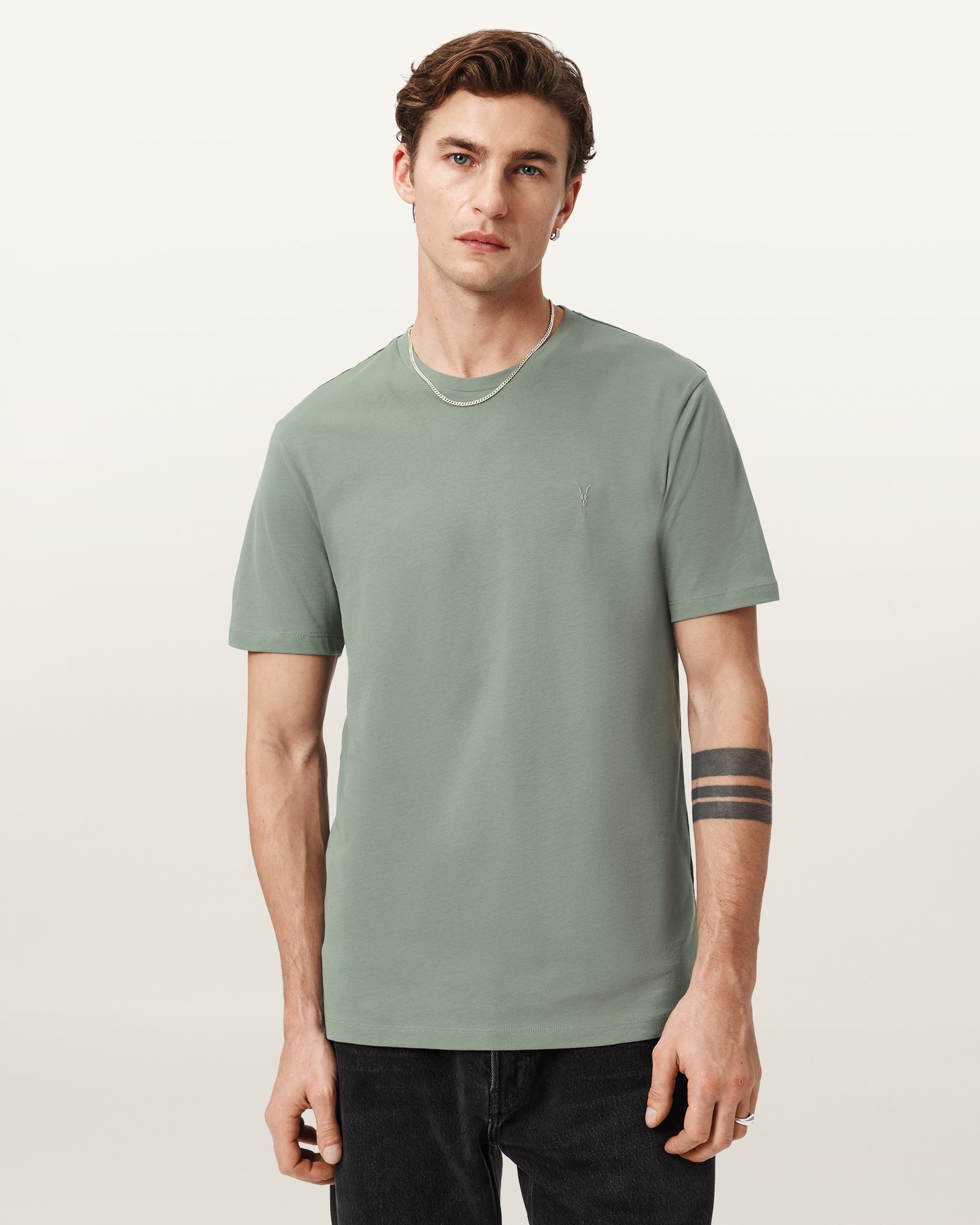 SPRING GREEN Color Brace SS Crew from AllSaints