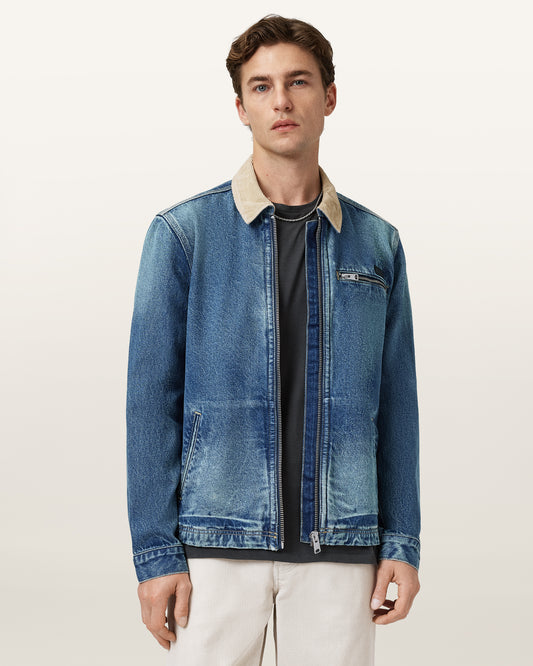 Washed Indigo Color Rothwell Denim Jacket from AllSaints