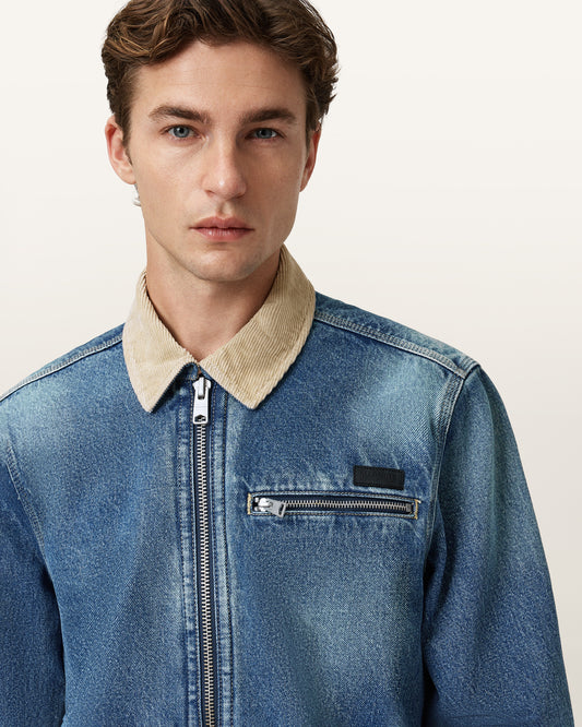 Washed Indigo Color Rothwell Denim Jacket from AllSaints