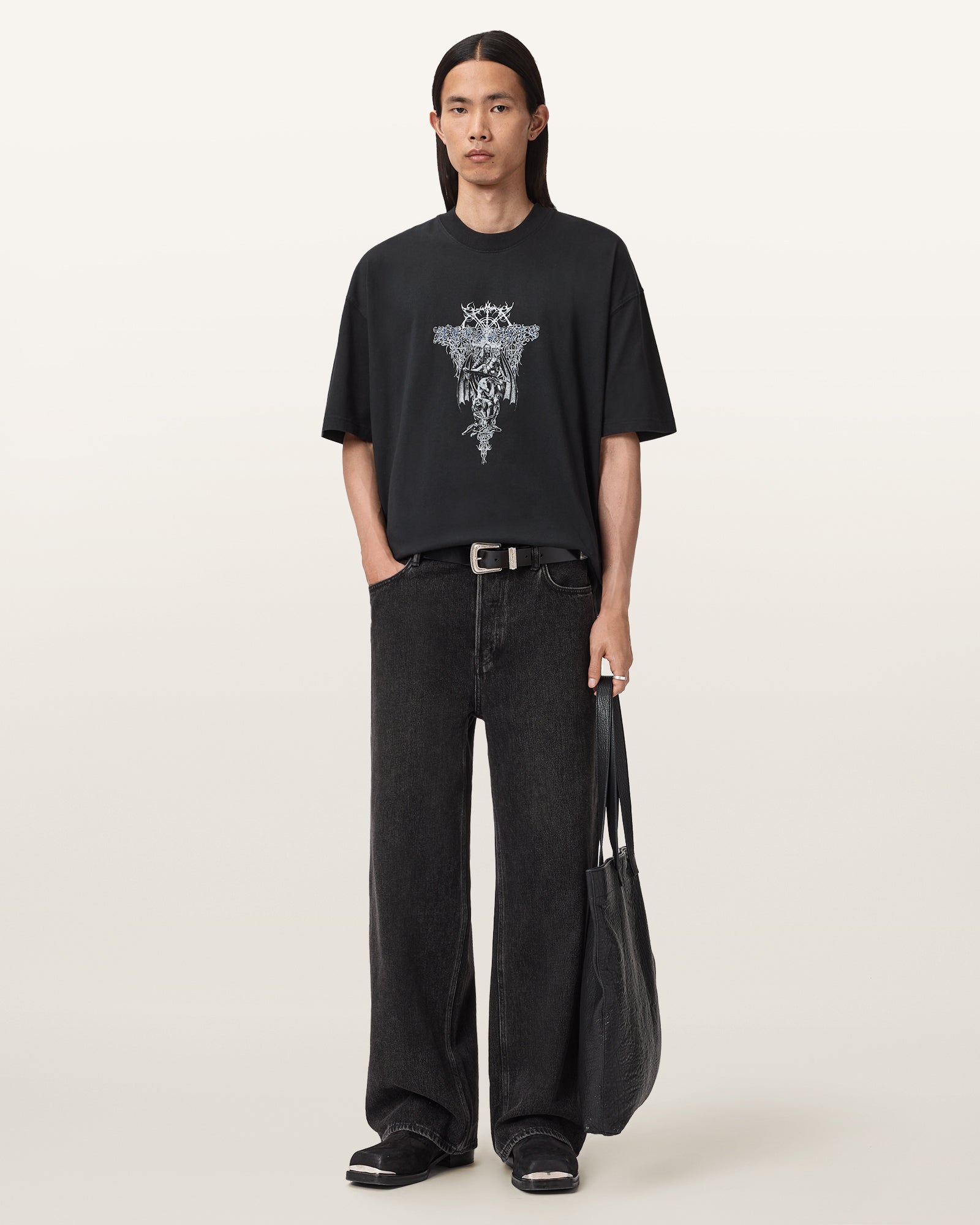 Washed Black Color Swords SS Crew from AllSaints
