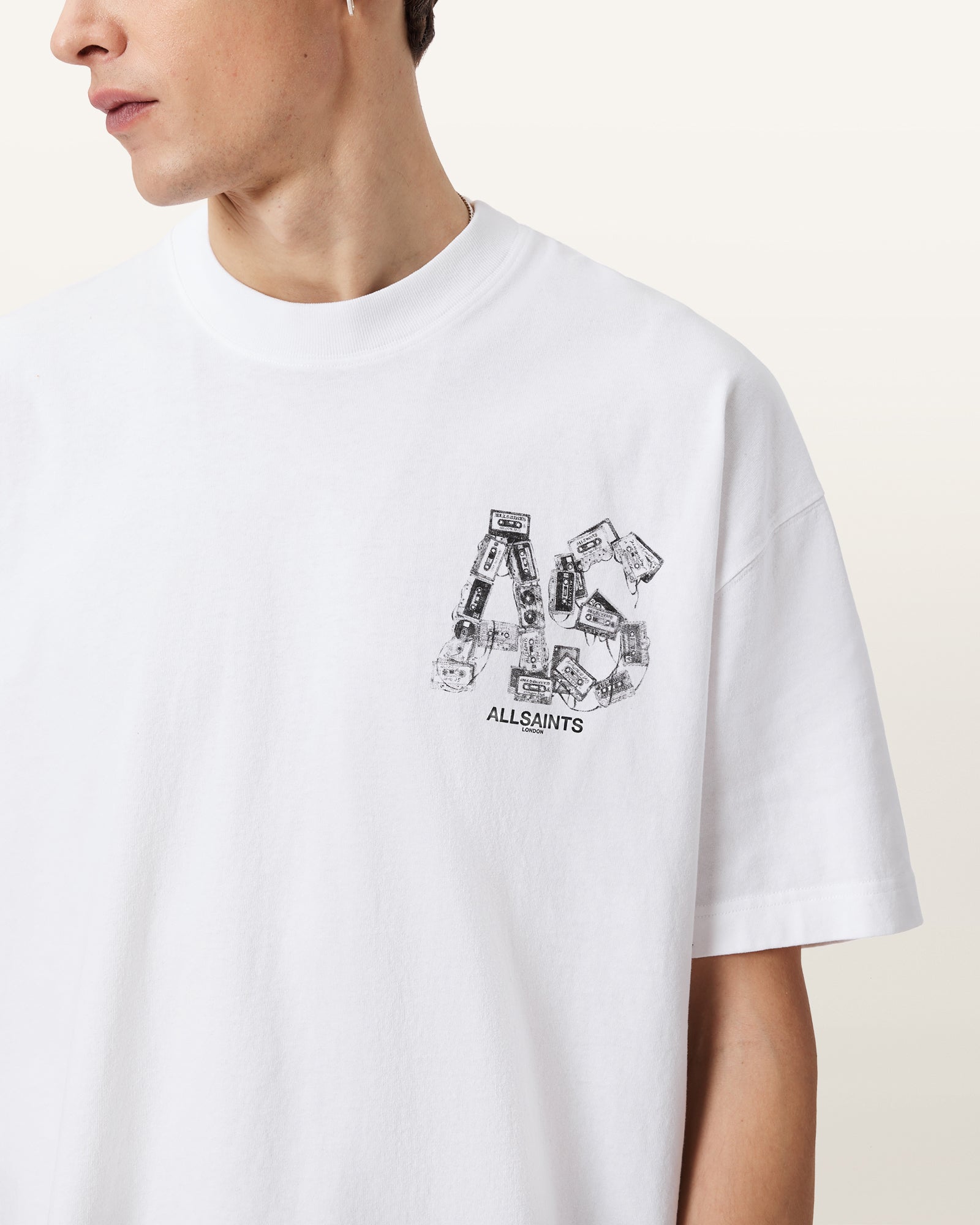 Optic White Color Mixtape SS Crew from AllSaints