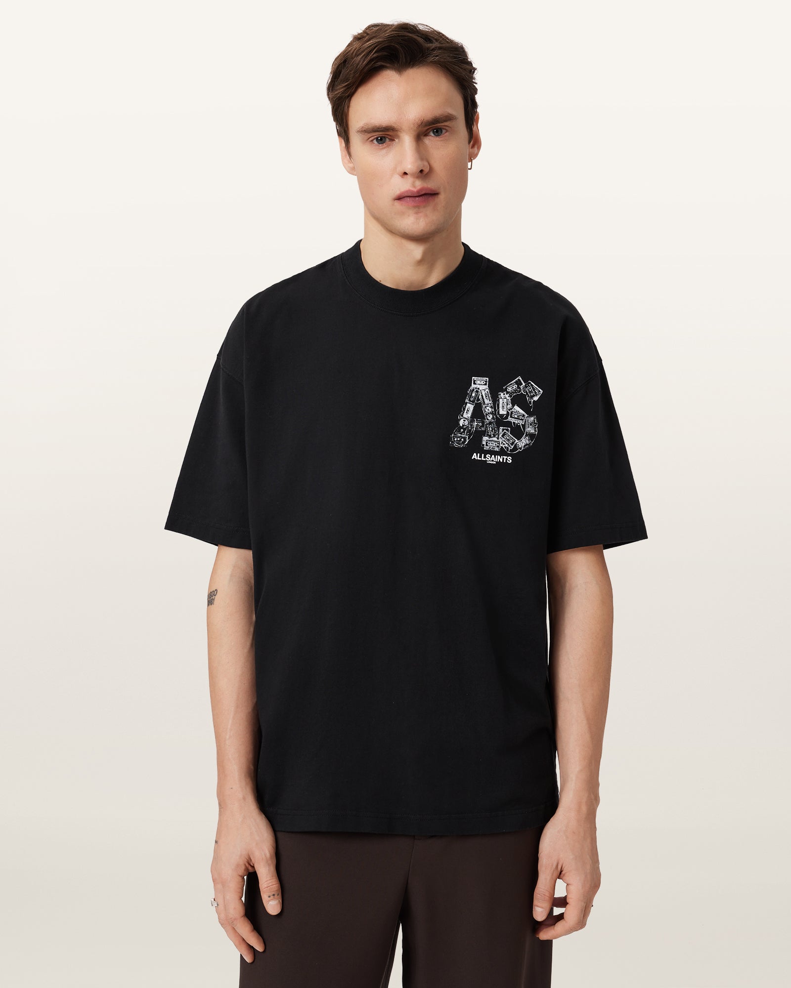 Jet Black Color Mixtape SS Crew from AllSaints
