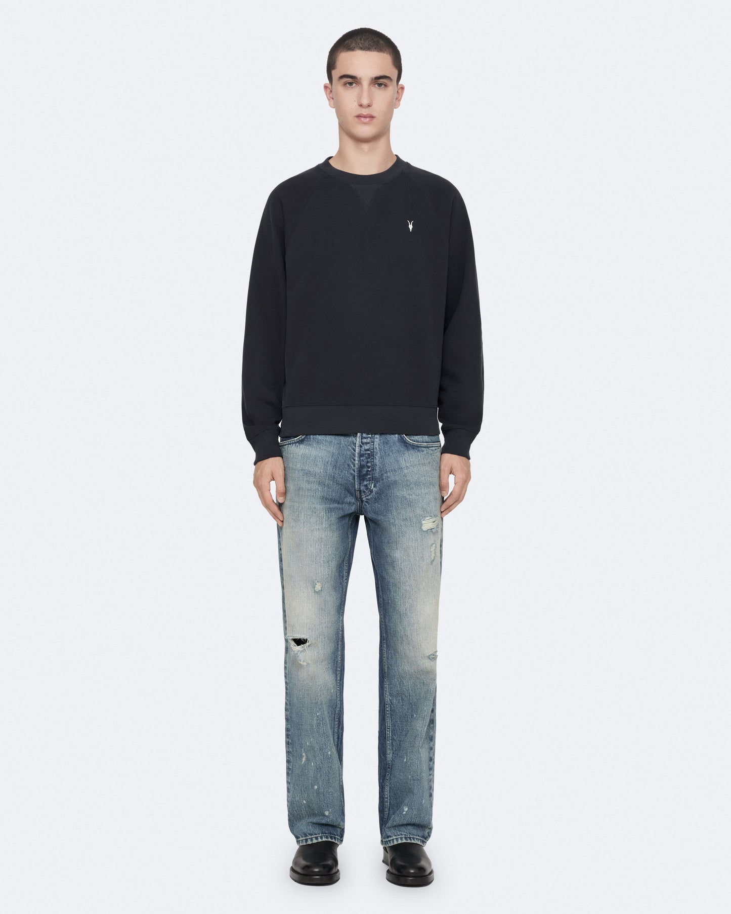 Washed Black Color Harlow Crew Sweatshirt from AllSaints