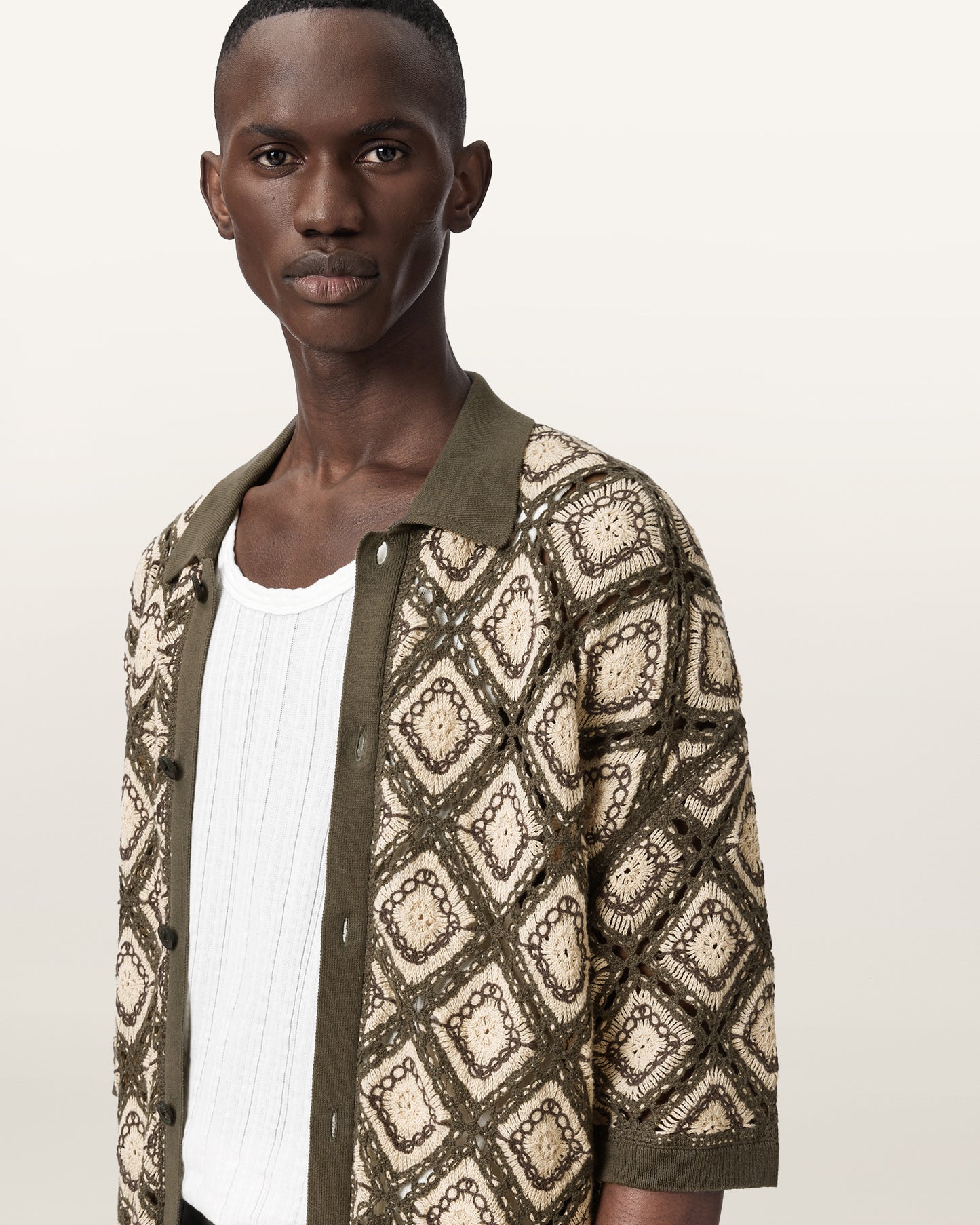 PITCH GREEN Color Morena SS Cardigan from AllSaints