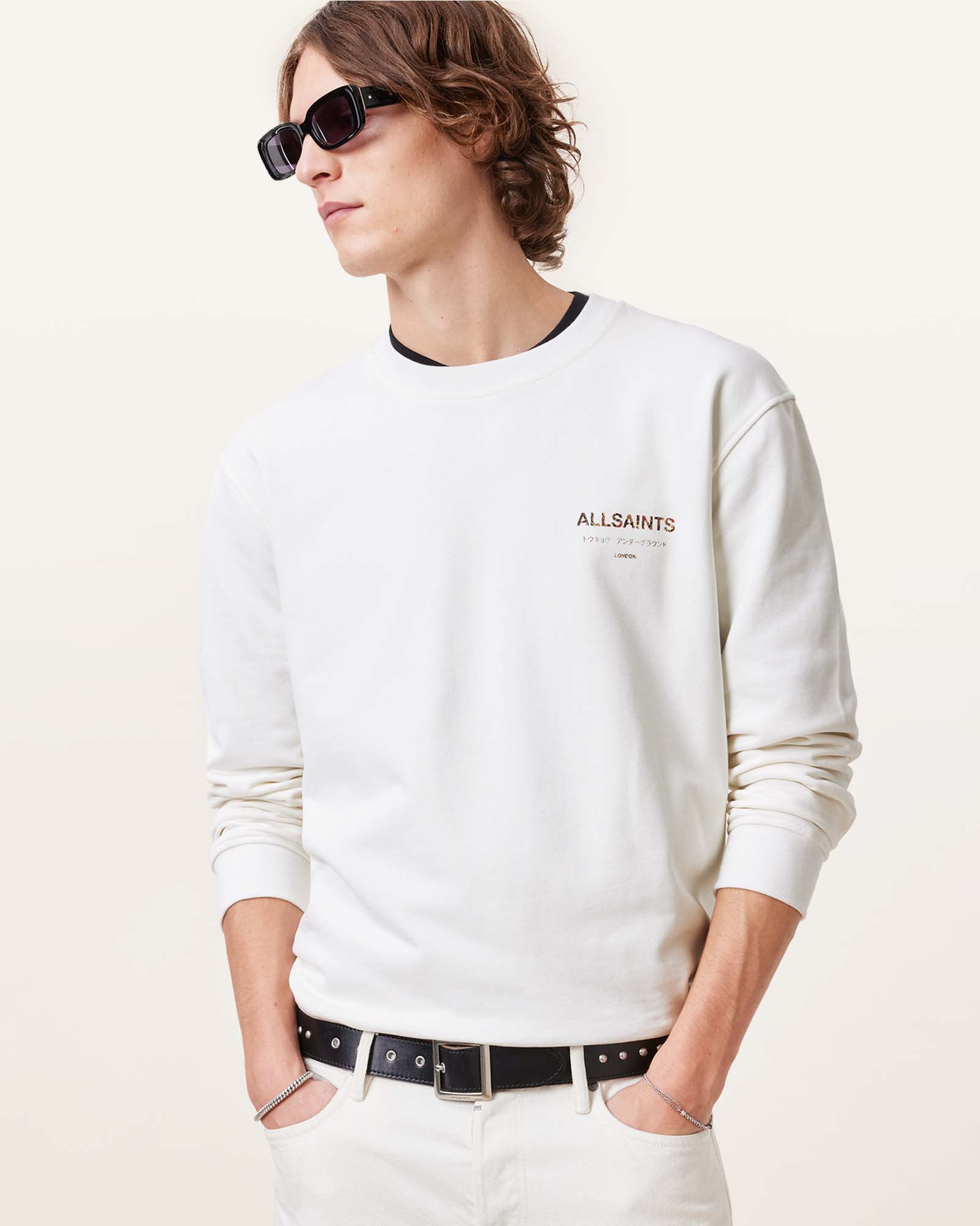 ASHEN WHITE/SNAKE Color Underground Crew from AllSaints