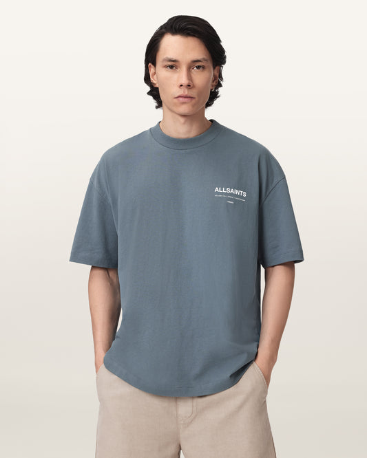 LUNAR BLUE Color Backstage SS Crew Tee from AllSaints