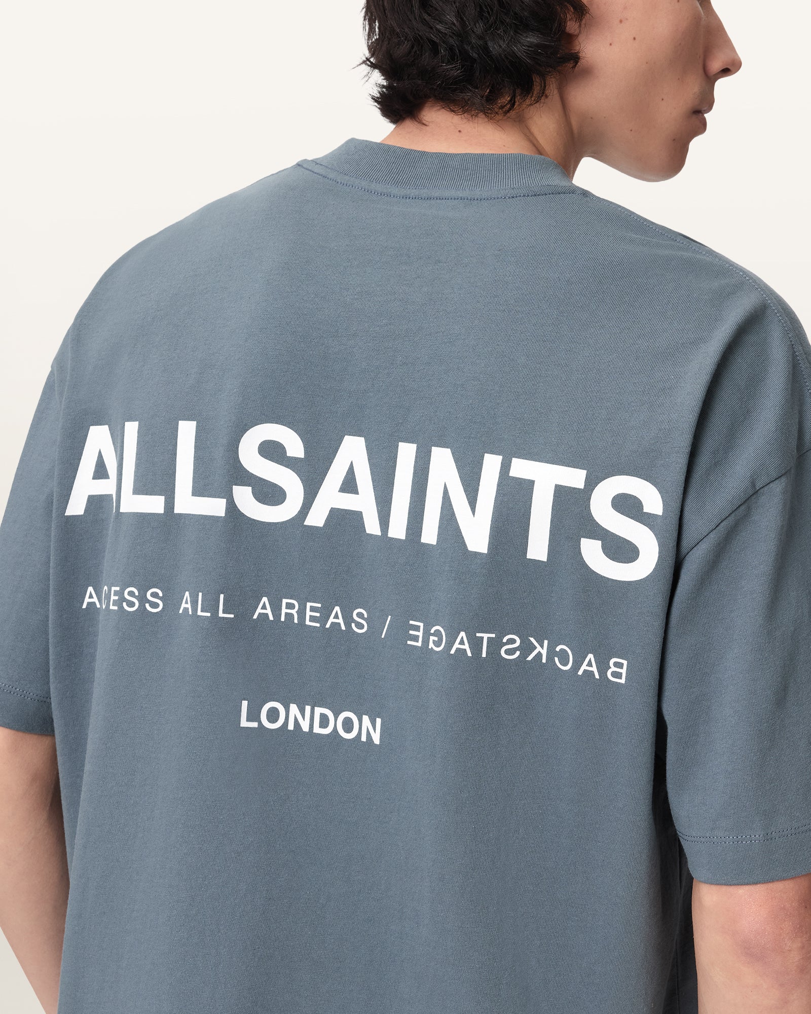 LUNAR BLUE Color Backstage SS Crew Tee from AllSaints