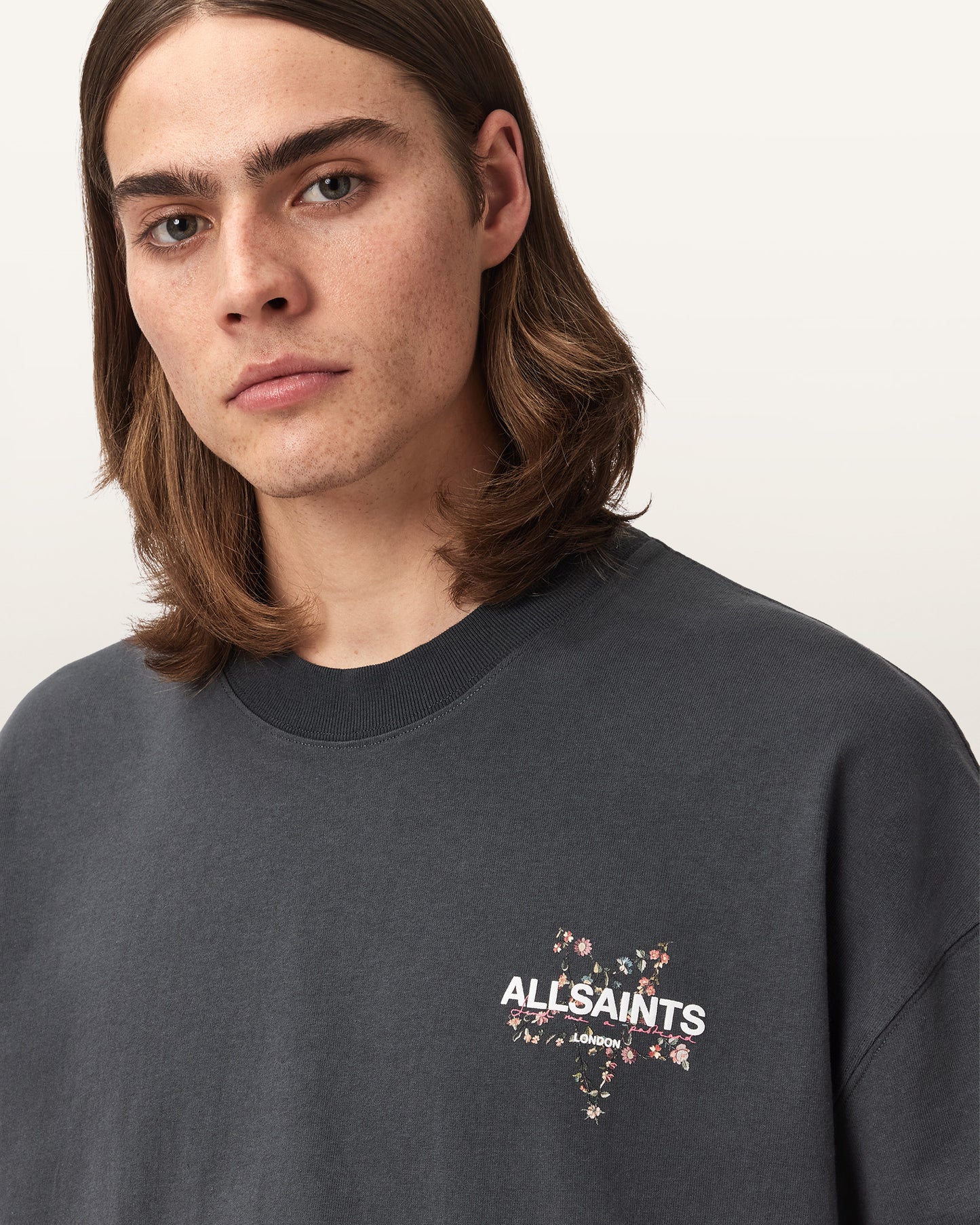 Washed Black Color Pentacle SS Crew Tee from AllSaints